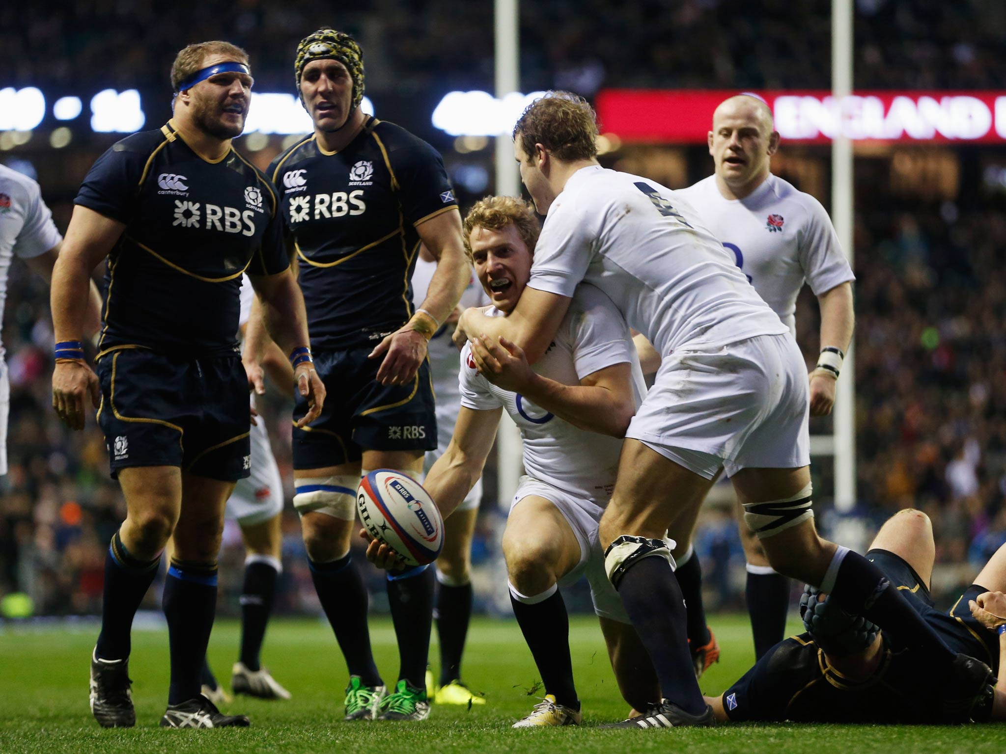 <b>ENGLAND 38 SCOTLAND 18 (Tries: Ashton, Twelvetrees, Parling, Care; Cons: Farrell x3; Pens: Farrell x4)</b><br/><br/>

Brimming with confidence from their record victory over New Zealand just two months earlier, England took their attacking game to a new level against Scotland and ran in four tries to retain the Calcutta Cup. Billy Twelvetrees (pictured) made an impressive try-scoring debut and he linked well with fly-half Owen Farrell, who was in commanding form, attacking the line with menace and he kicked seven of his eight shots at goal.