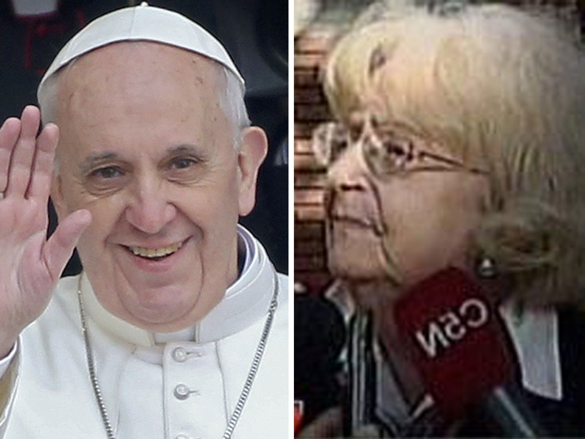 Pope Francis leaving Santa Maria Maggiore basilica in Rome yesterday; Amalia Damonte who says she spurned him