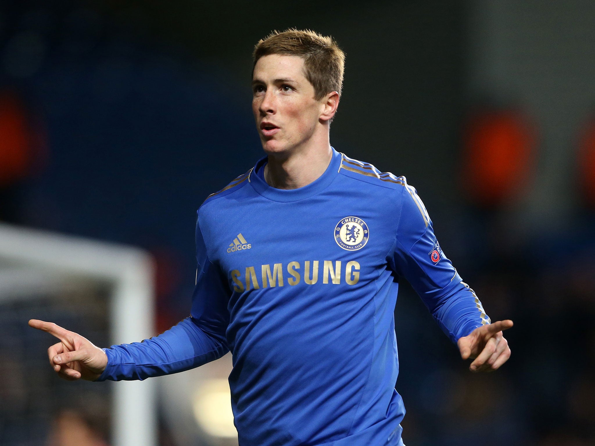 Fernando Torres of Chelsea celebrates scoring their third goal