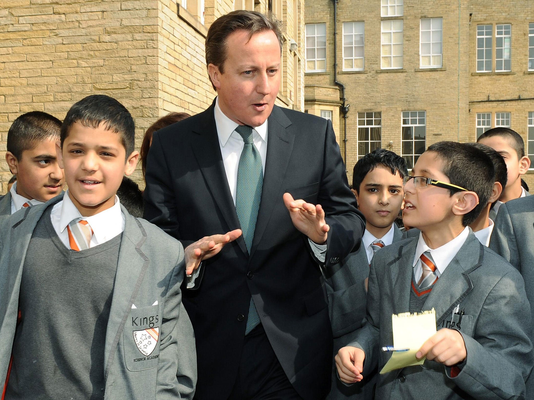 David Cameron visiting Kings Science Academy in Bradford last year