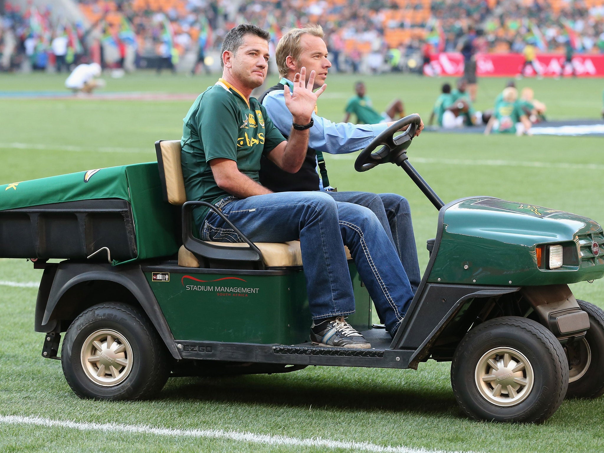 Hero worship: Joost van der Westhuizen is feted at Ellis Park before a game against New Zealand last October