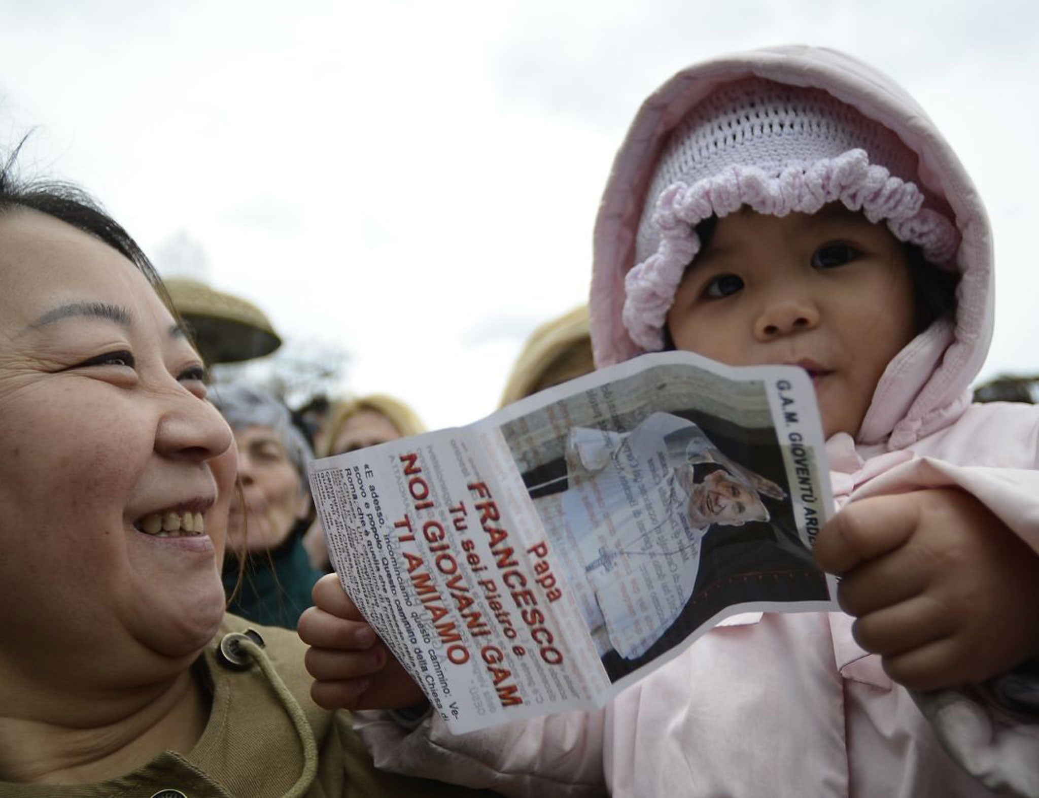 One young pilgrim with a picture of Pope Francis