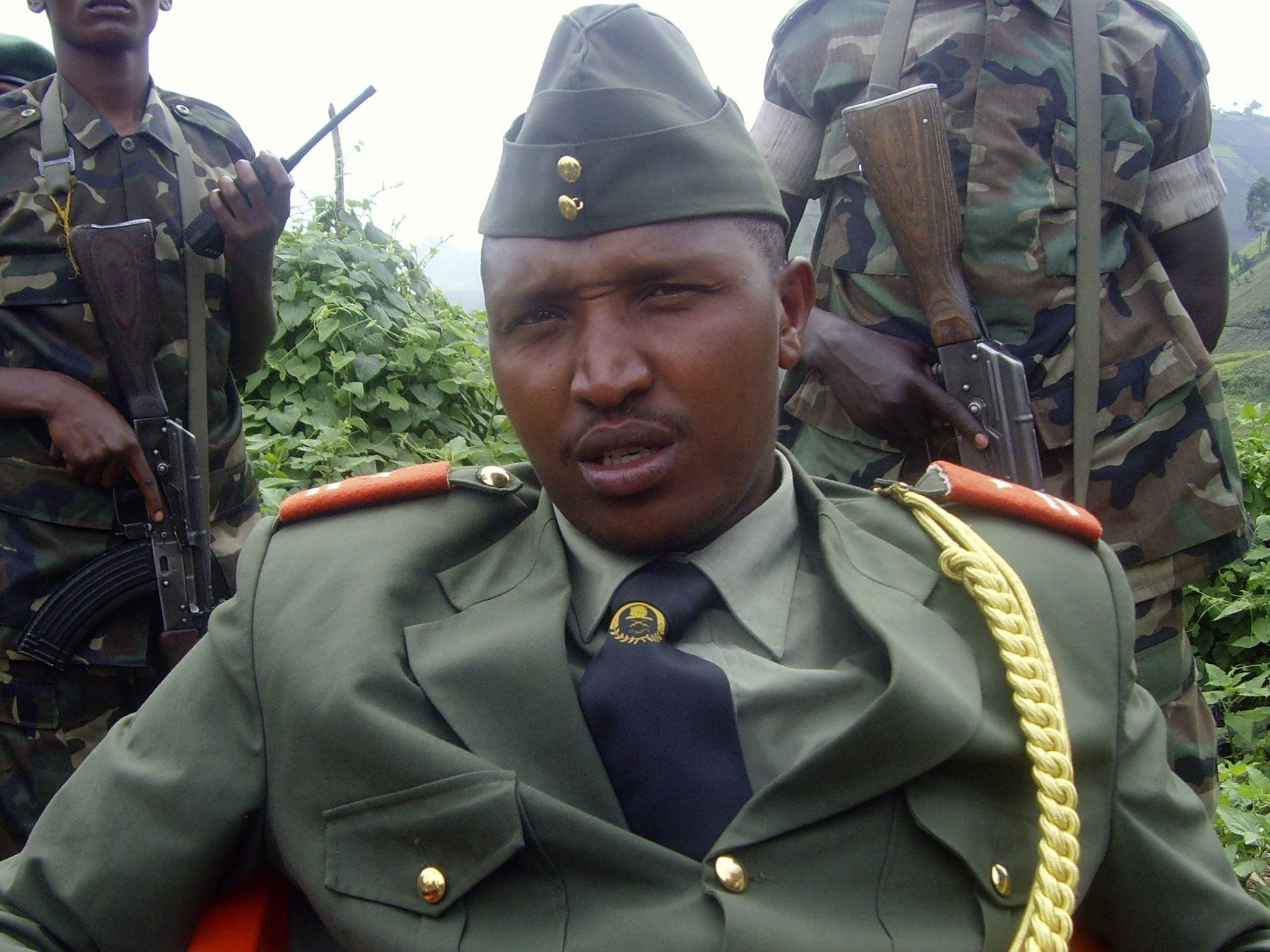 General Bosco Ntaganda addresses a news conference in Kabati, a village located in Congo’s eastern North Kivu