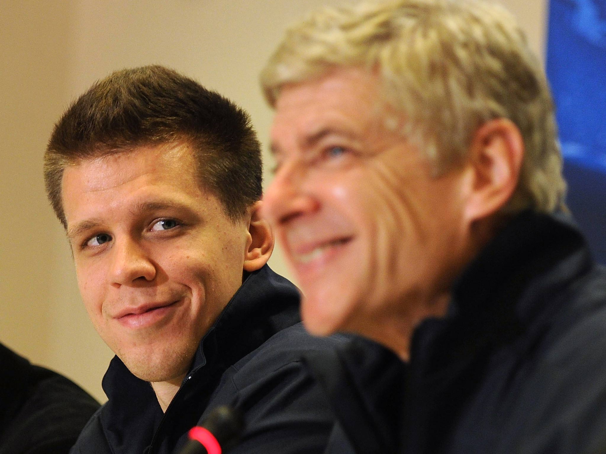 Wojceich Szczesny with Arsene Wenger