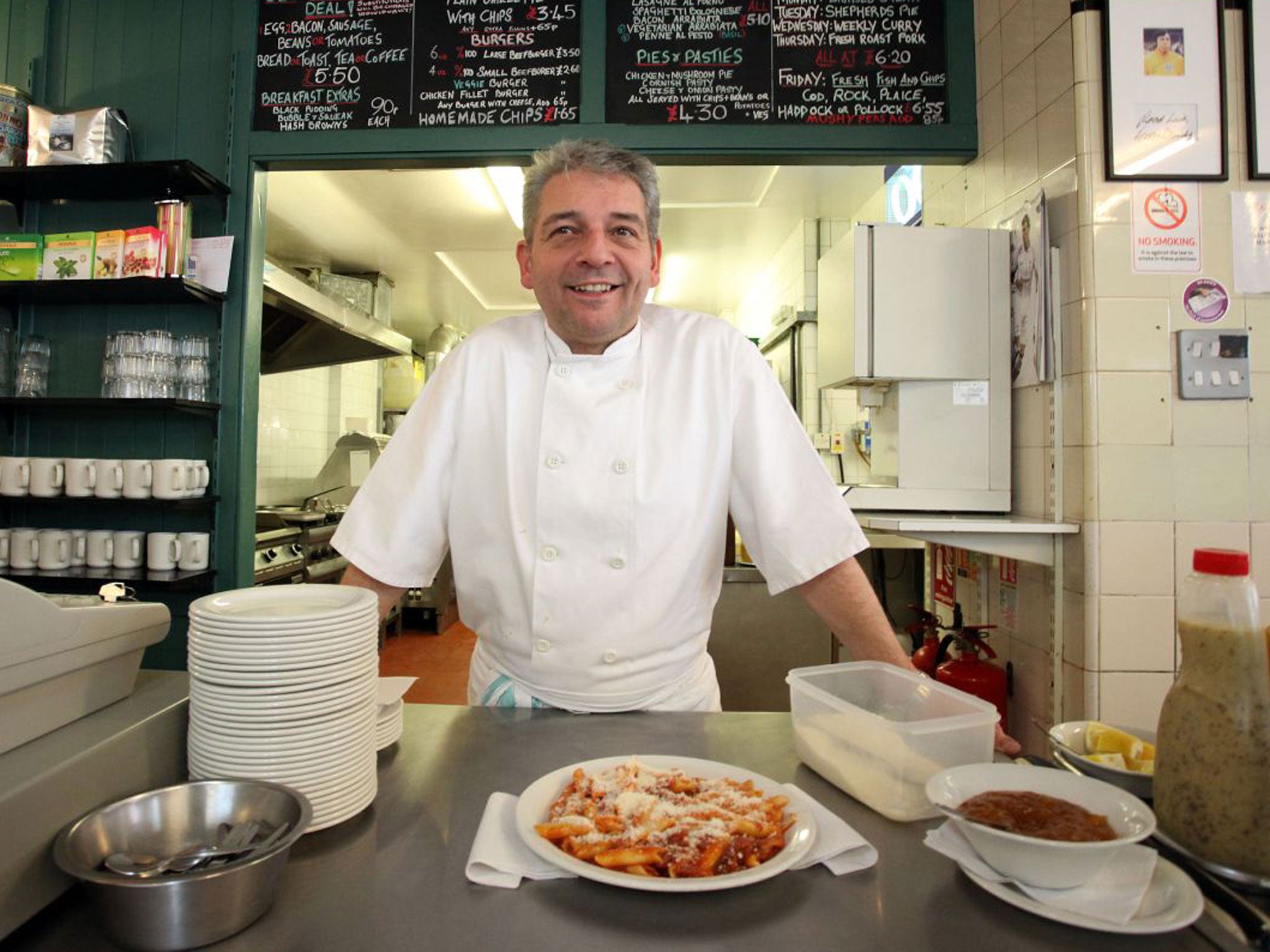 Marco Schiavetta behind the counter at the Regency Café