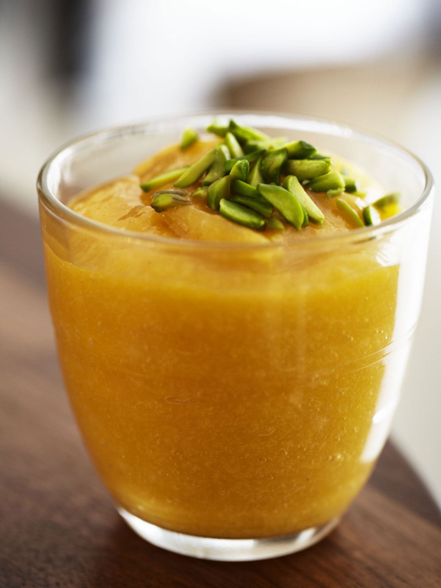 Apricot pudding with pistachio