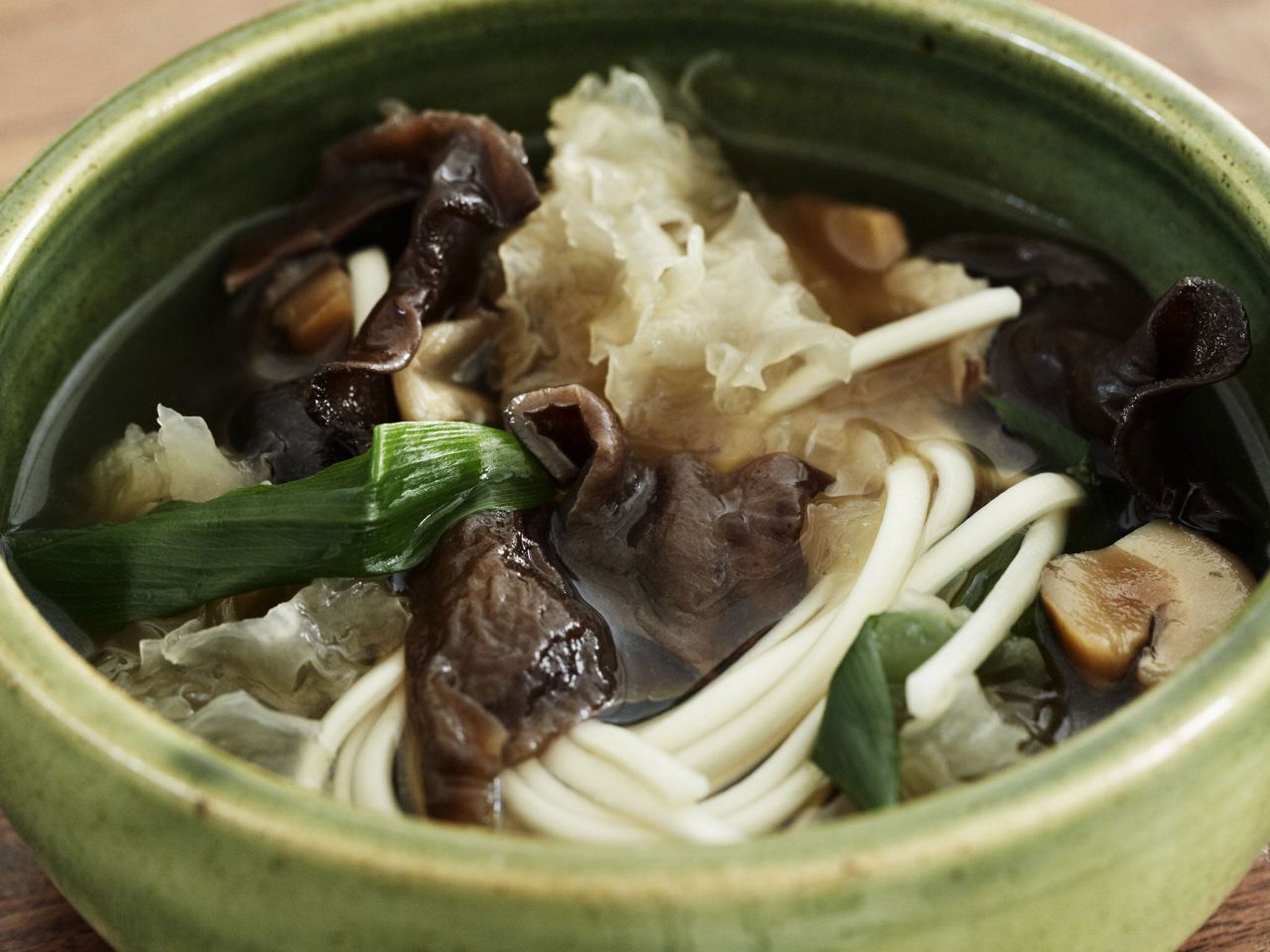 Mushroom, wild garlic and ginger broth