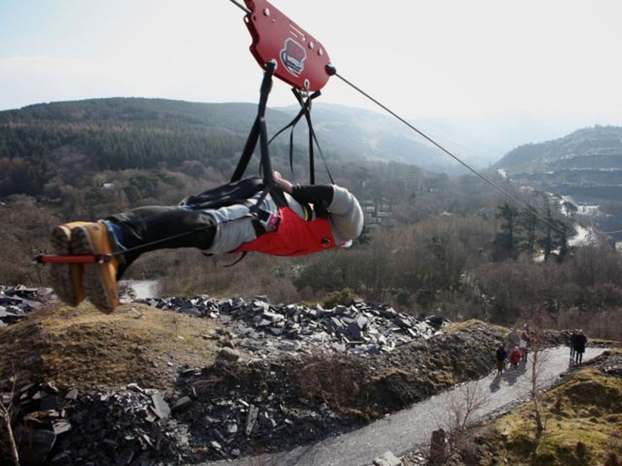 The largest zip wiring attraction in the Northern Hemisphere, which has been launched in Penrhyn Quarry, Bethesda, Bangor, North Wales