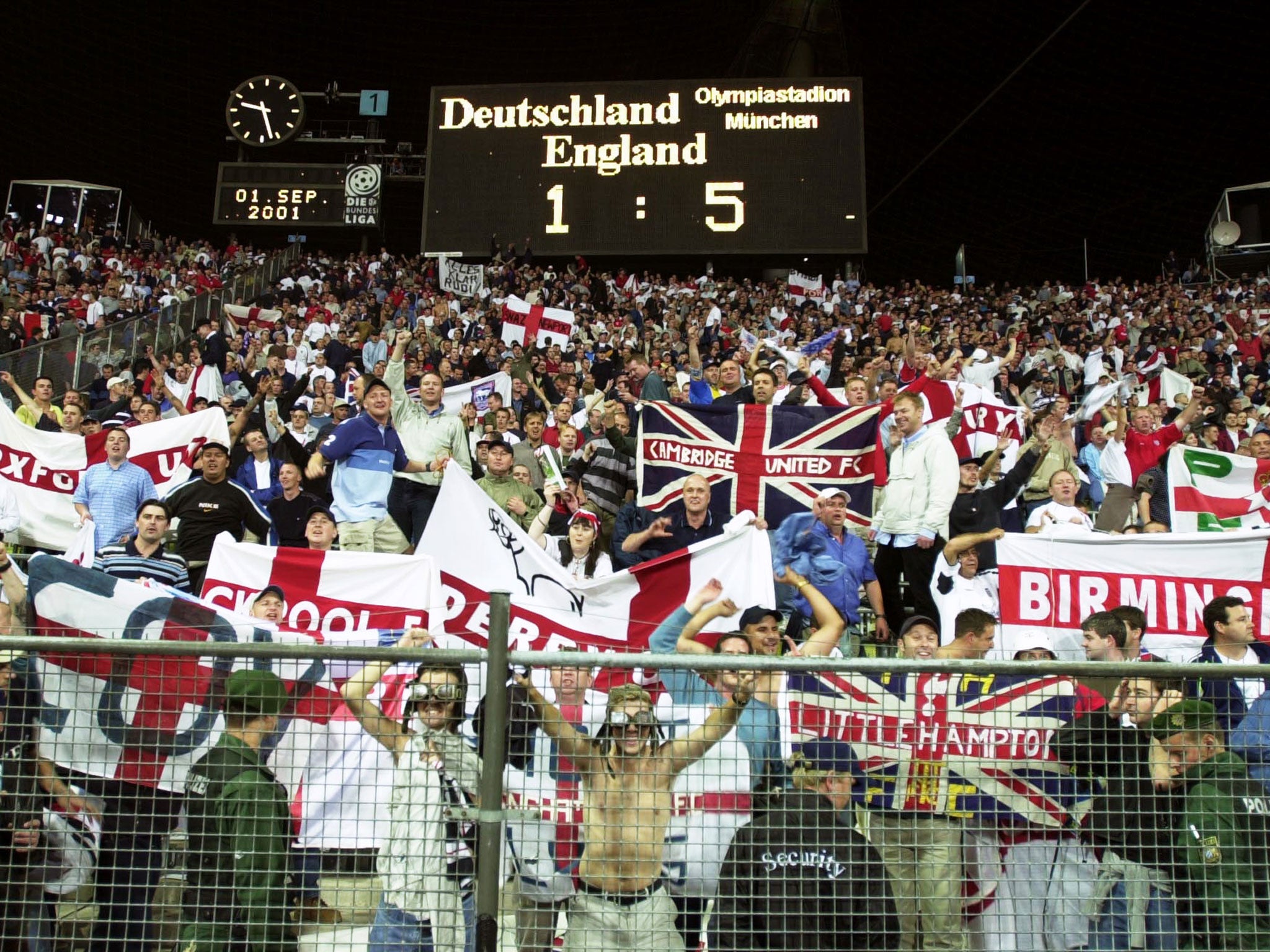 <b>Germany 1 England 5, 2001 – World Cup qualifier</b><br/>
England’s most celebrated win since their 1966 World Cup final triumph, things got off to an inauspicious start in Munich when Carsten Jancker put the hosts ahead after six minutes. However the visitors were in inspired form and a Michael Owen hat-trick as well as a strike from Steven Gerrard and even a rare Emile Heskey goal ensured they earned a memorable win that put them well on the way to qualifying for the 2002 World Cup.