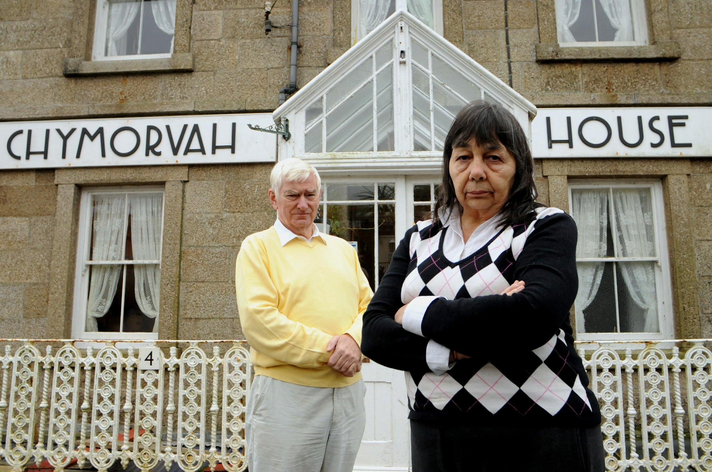 Peter and Hazelmary Bull outside their Chymorvah Hotel in Marazion, Cornwall