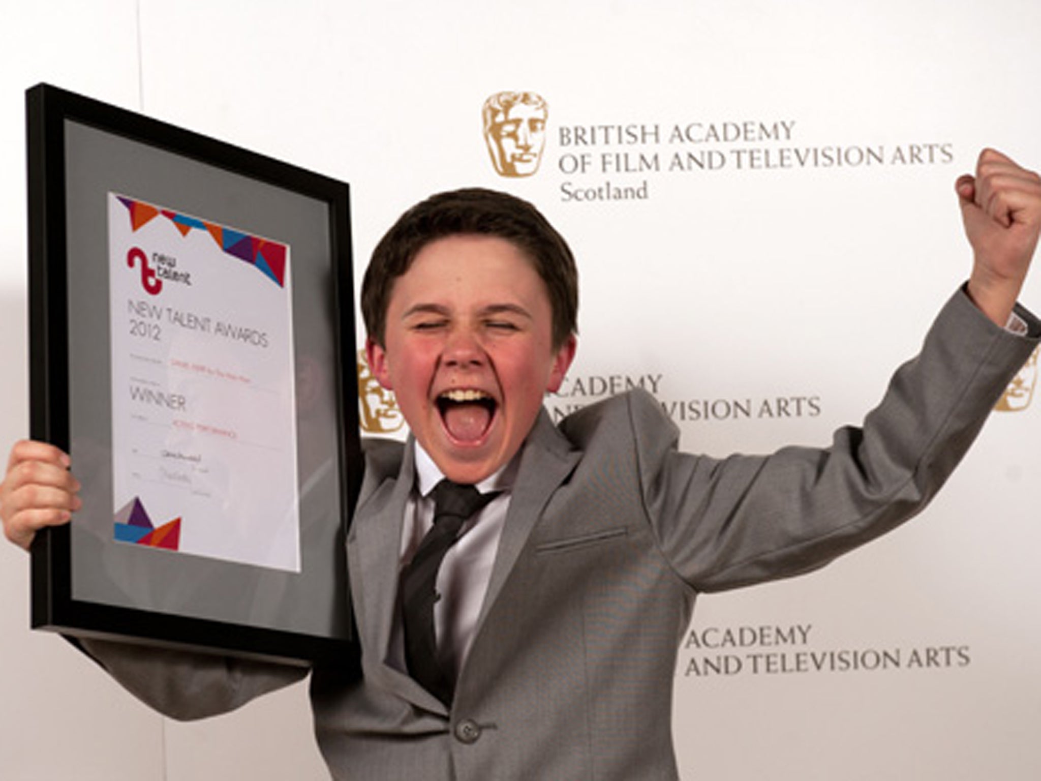 Daniel Kerr with his Bafta New Talent Award