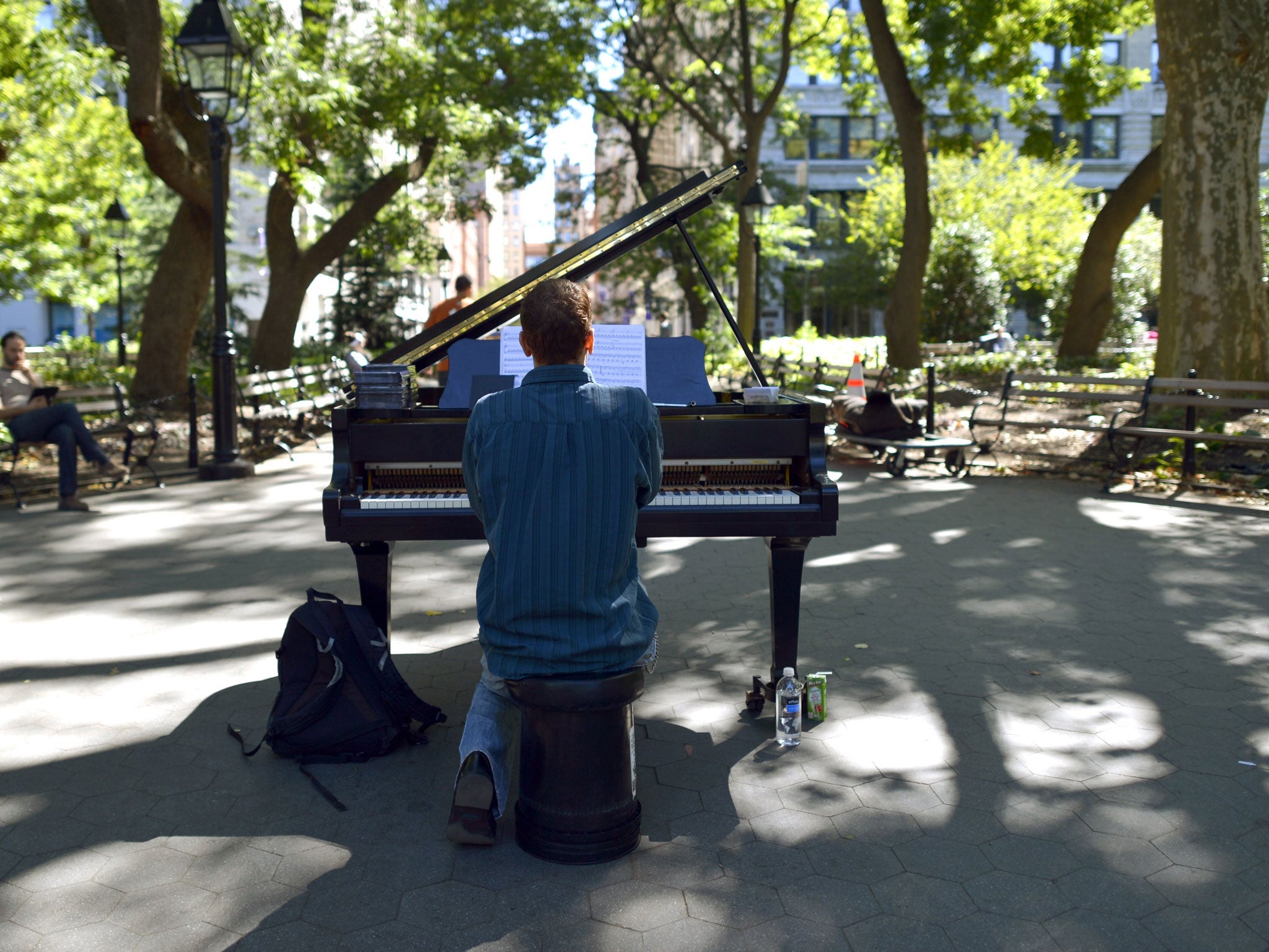 Piano man: music practice in Washington Square