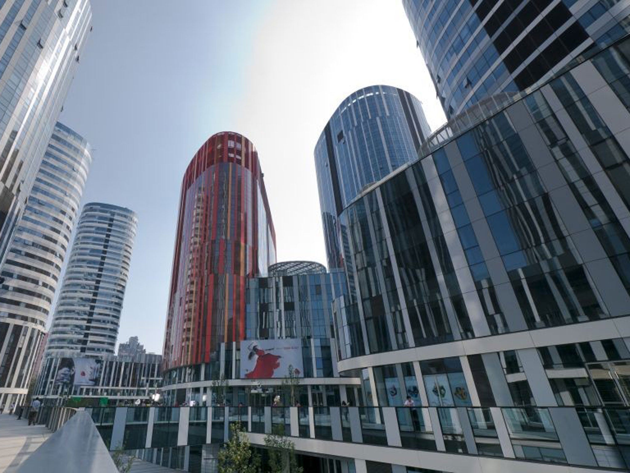 The modernistic towers of the Soho Sanlitun property development near completion though, which remain largely vacant in Beijing, China