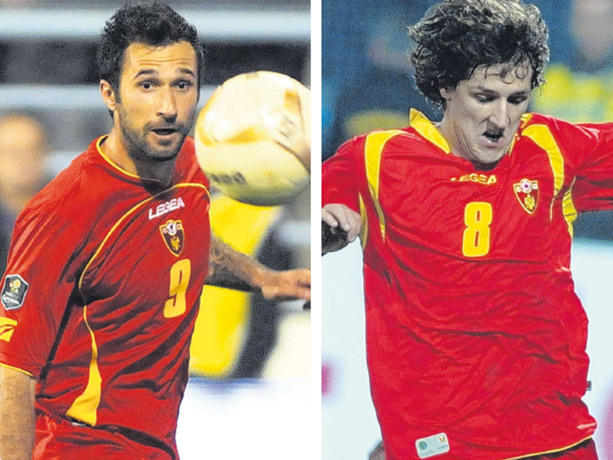 Montenegro’s Mirko Vucinic (left) and Stevan Jovetic