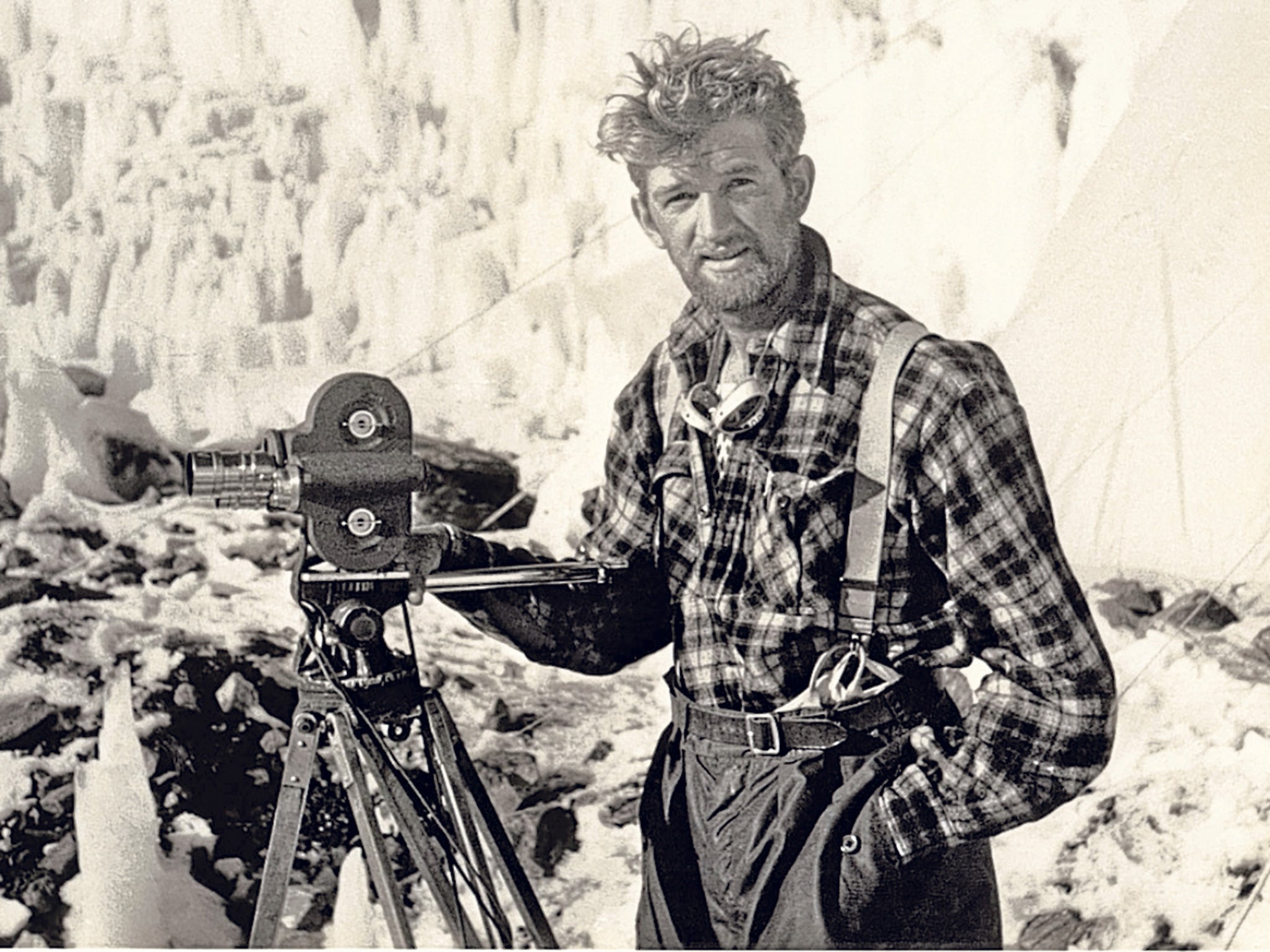 Lowe on Everest in 1953; this picture is from 'The Conquest of Everest: Original Photographs from the Legendary First Ascent', to be published by Thames & Hudson in May