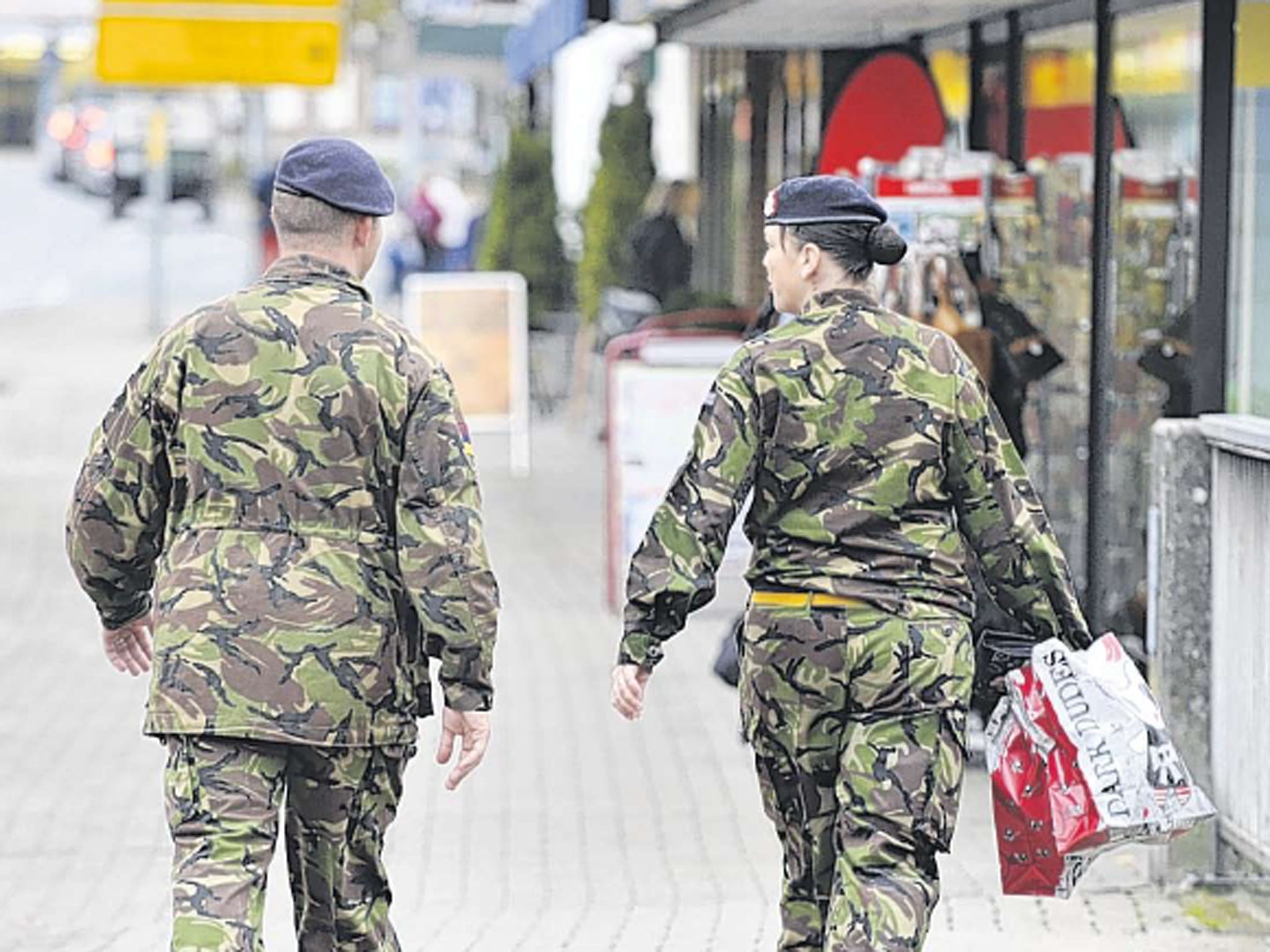 British troops on the main street of Bergen. One third of the town’s economy depends on the UK military