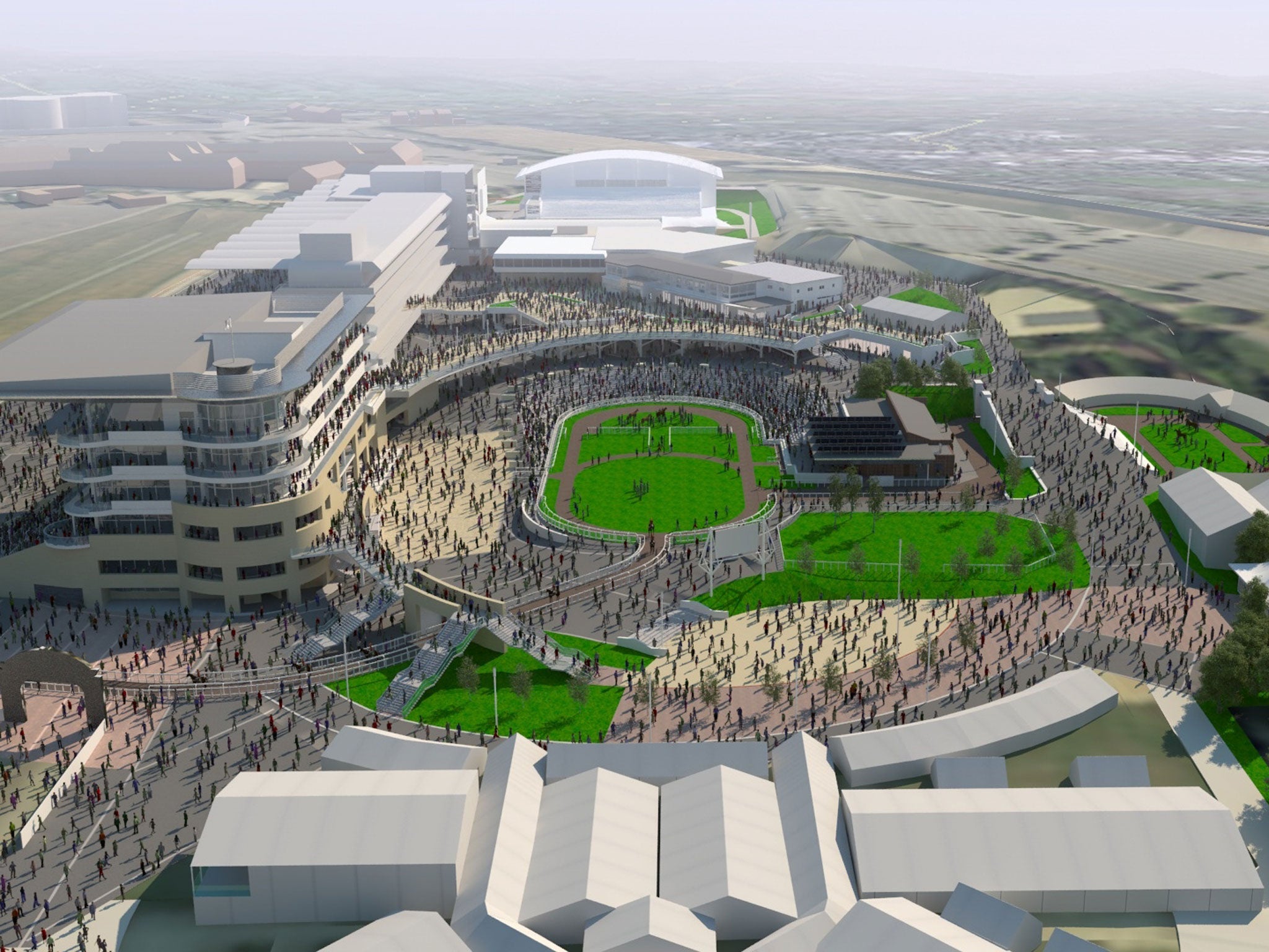 An artist’s impression of  the new stand at Cheltenham, whose new amenity should be ready in time for the 2016 Festival