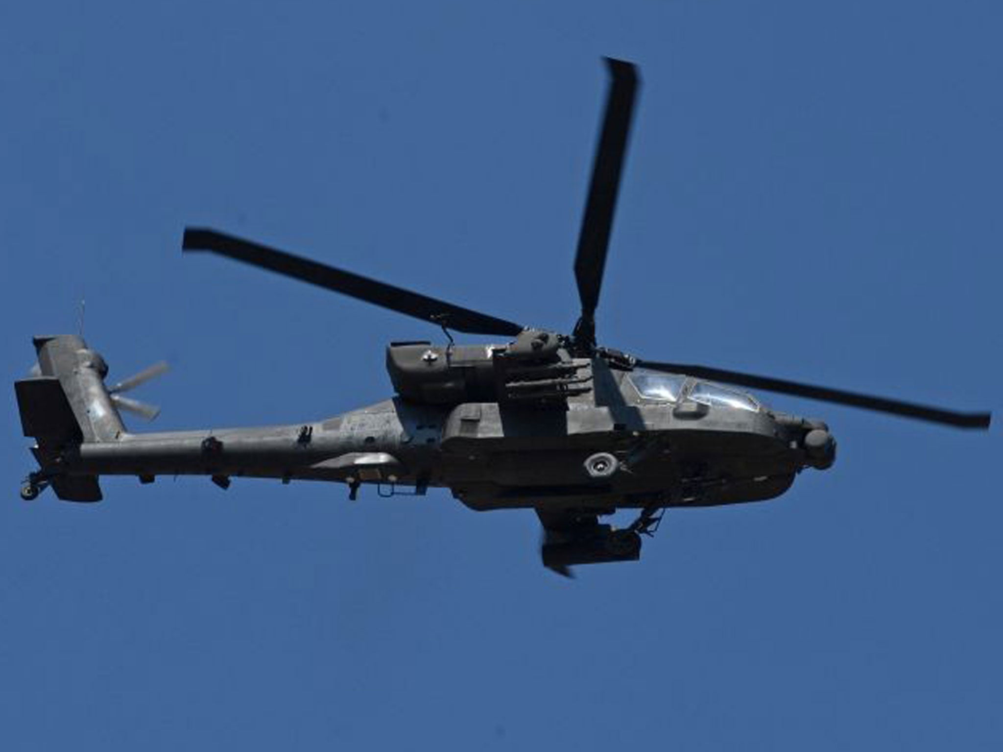 A US helicopter flies over Afghanistan