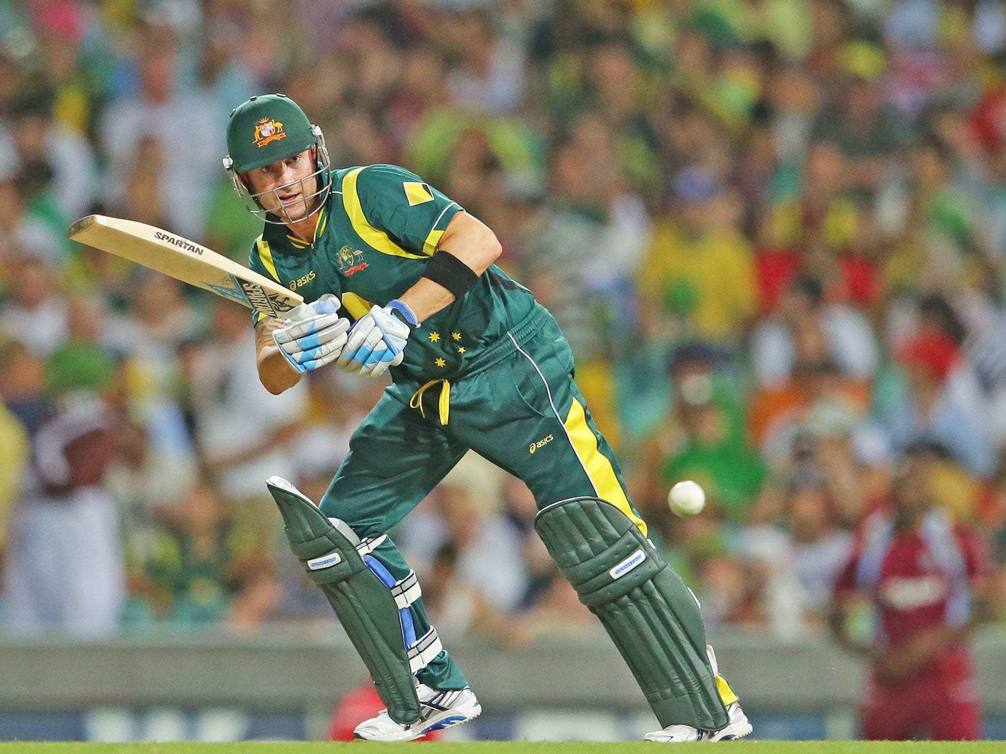 Australia's captain Michael Clarke plays a leg side shot