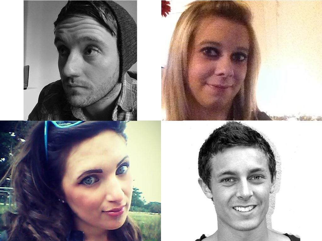 Four wise graduates: (clockwise, from top) Jonathan Denby, Charlotte Taylor, Pam Bustard, Ben Ducker