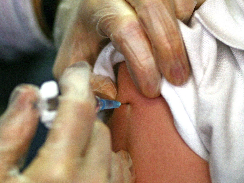 An MMR jab is administered