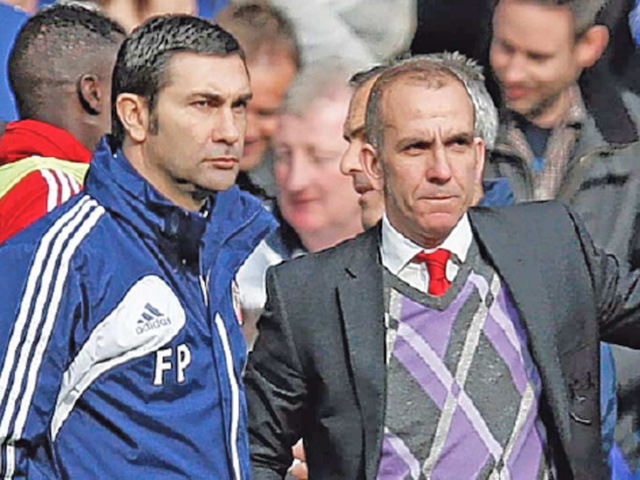 Paolo Di Canio with assistant Fabrizio Piccareta yesterday