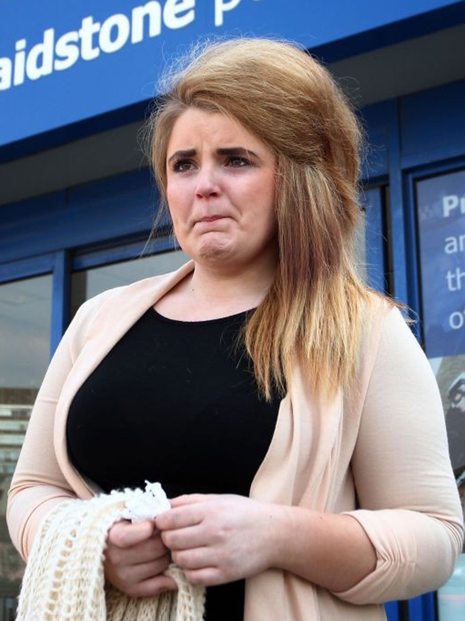 Paris Brown speaks to the media outside Maidstone police station on Sunday