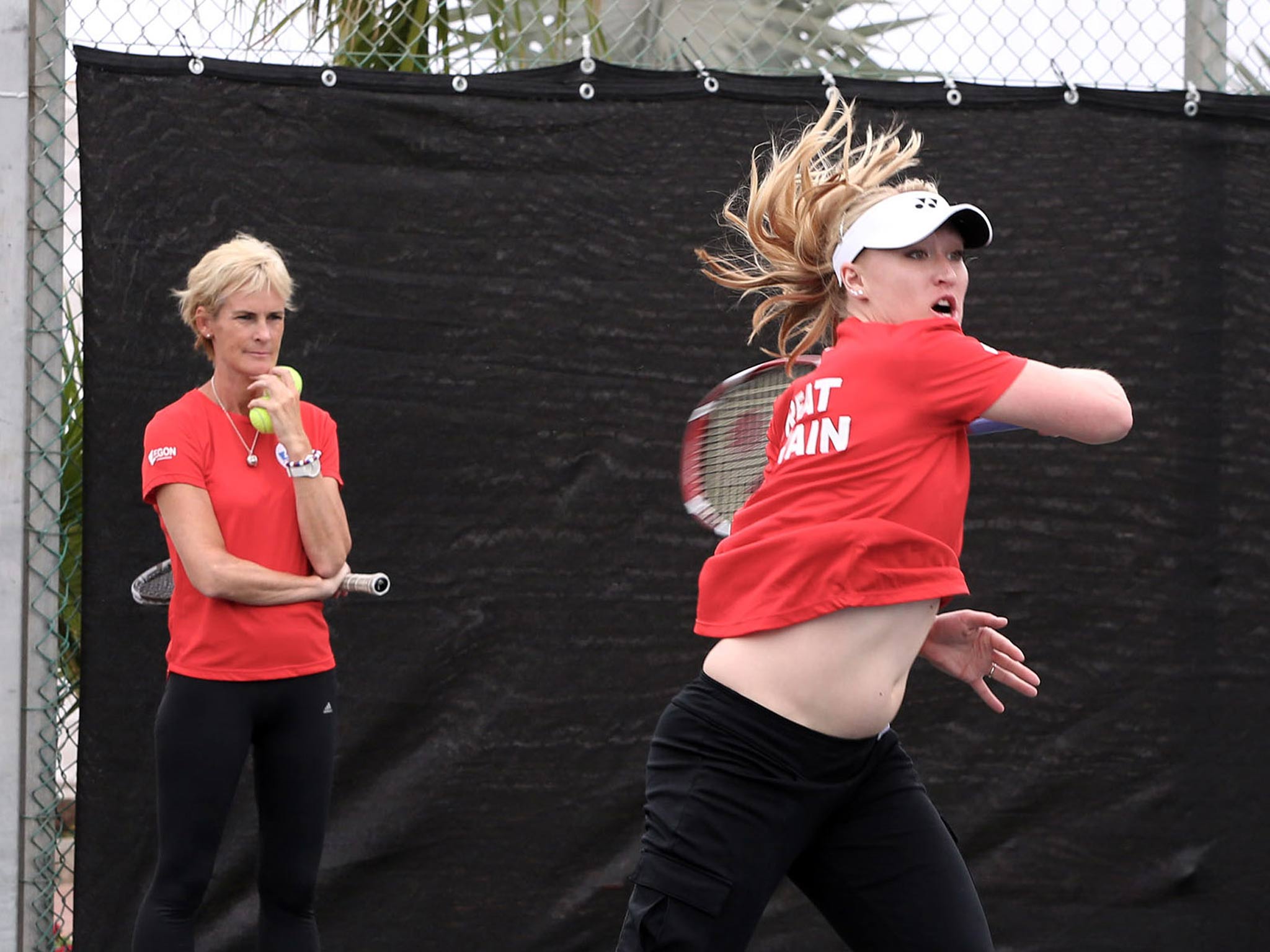 Elena Baltacha under the gaze of Judy Murray