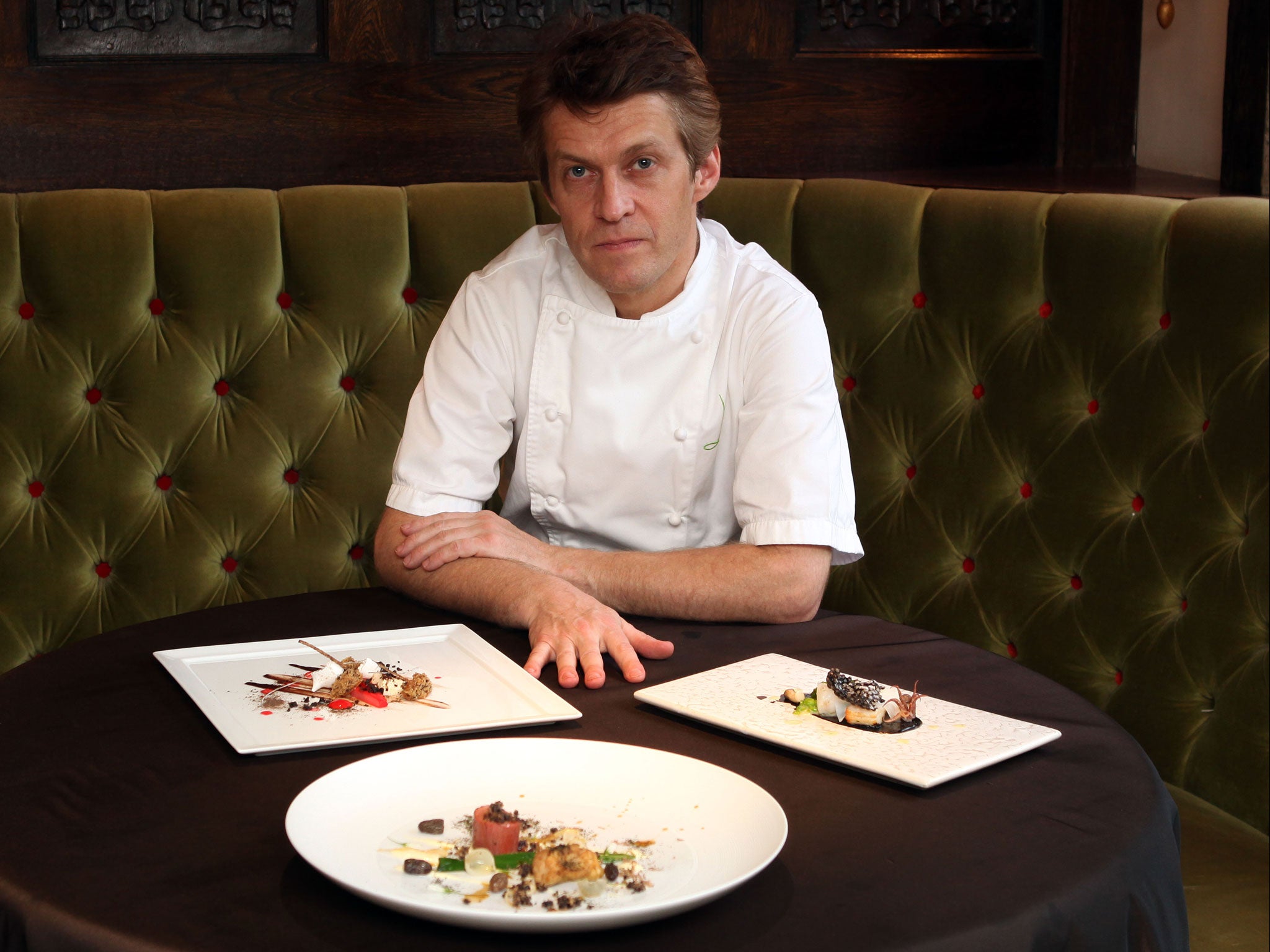 Dark side: chef Michael Wignall with black-inspired dishes