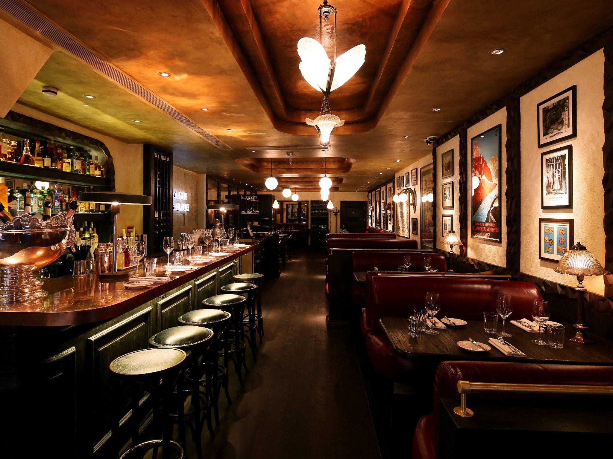 Gorgeous: Jason Atherton's Little Social features oxblood banquettes, brass railings and polished brass bar