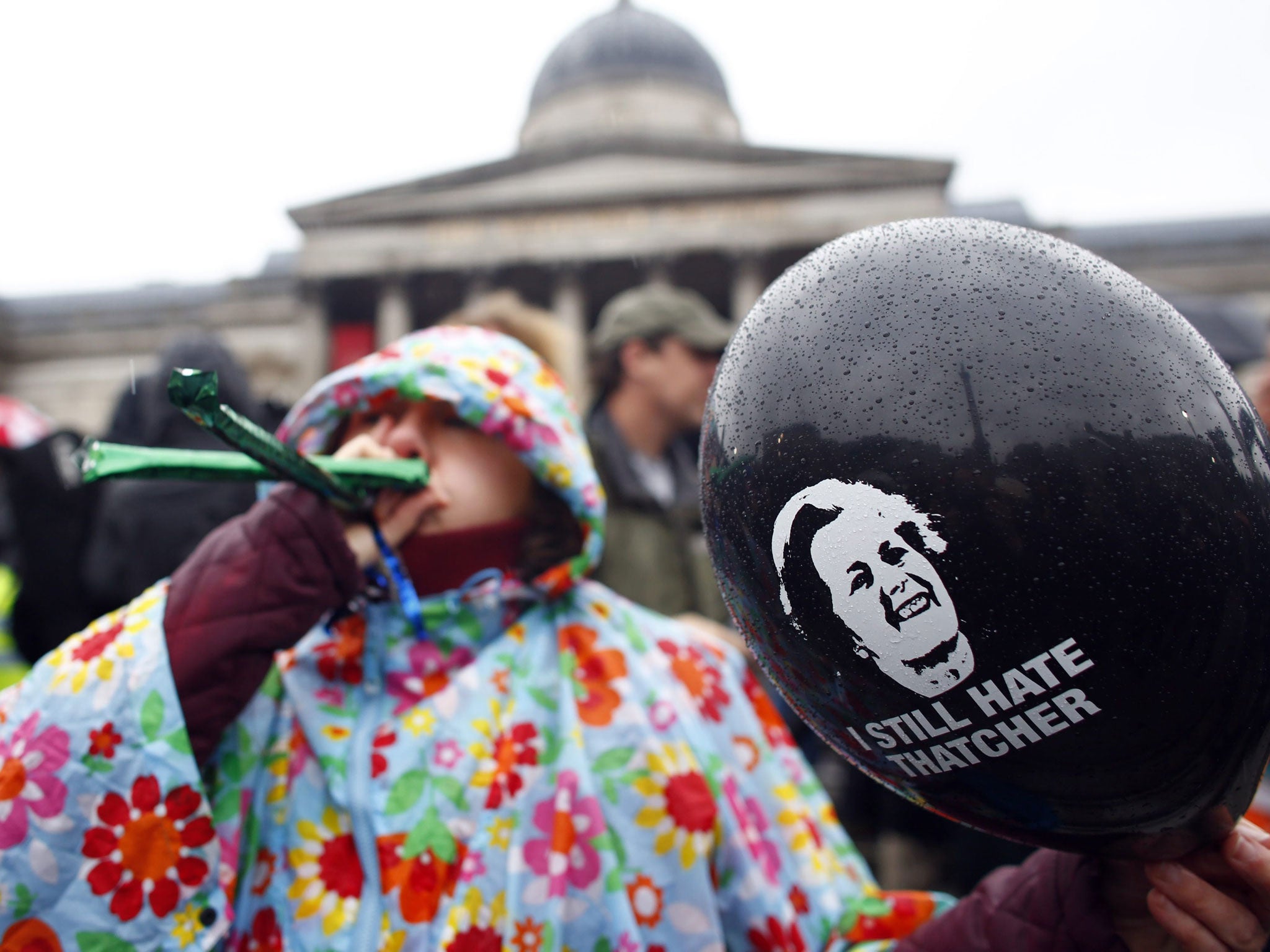 Jeers and tears: Trafalgar Square yesterday