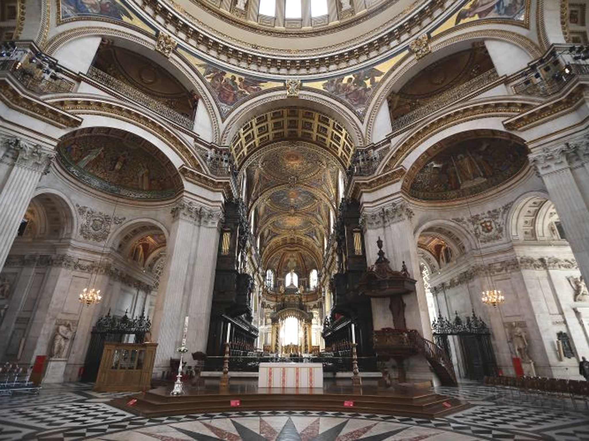 St Paul's Cathedral ahead of the funeral of former British Prime Minister Margaret Thatcher