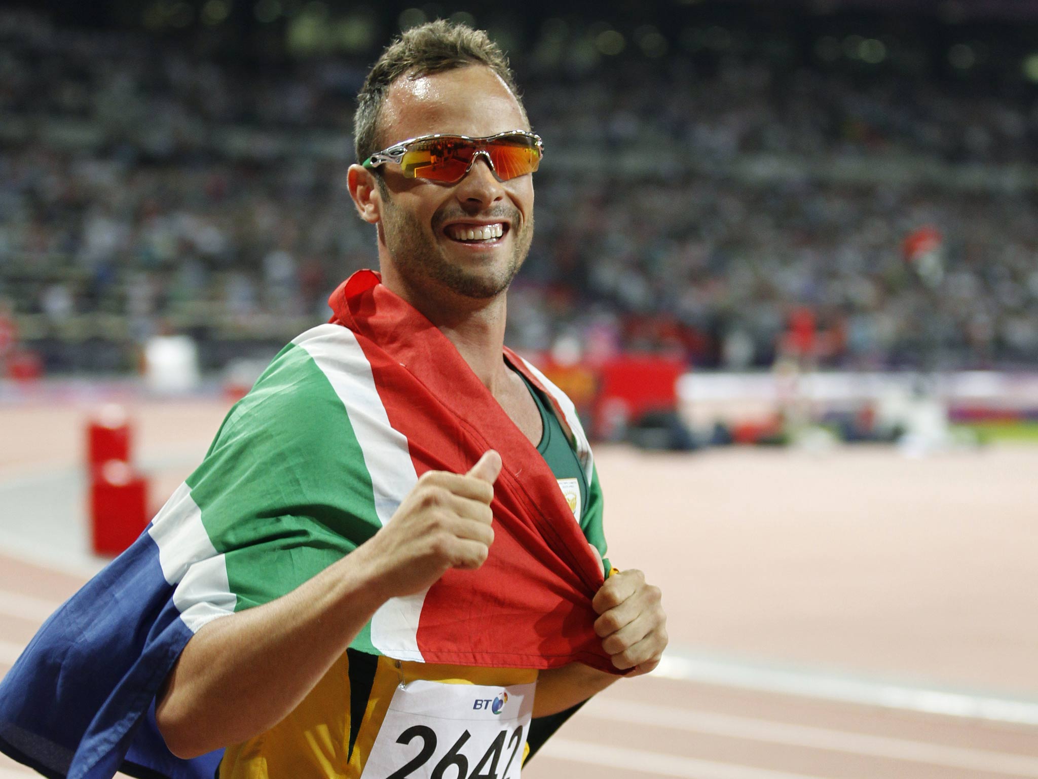 Oscar Pistorius at the Olympic Stadium during London 2012