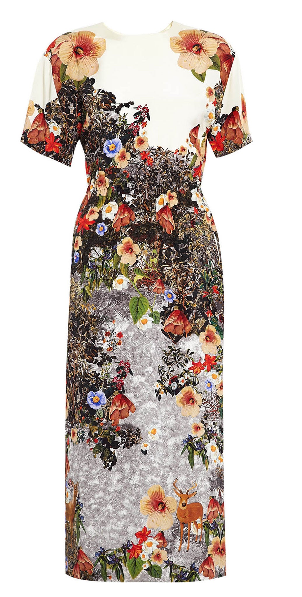 The blossoming new range from Mother of Pearl is a collaboration with multimedia artist Francesco Simeti, translating his floral wallpaper prints on to separates and dresses. And they come no more verdant than the gathered-waist midi dress below. £581, my-wardrobe.com