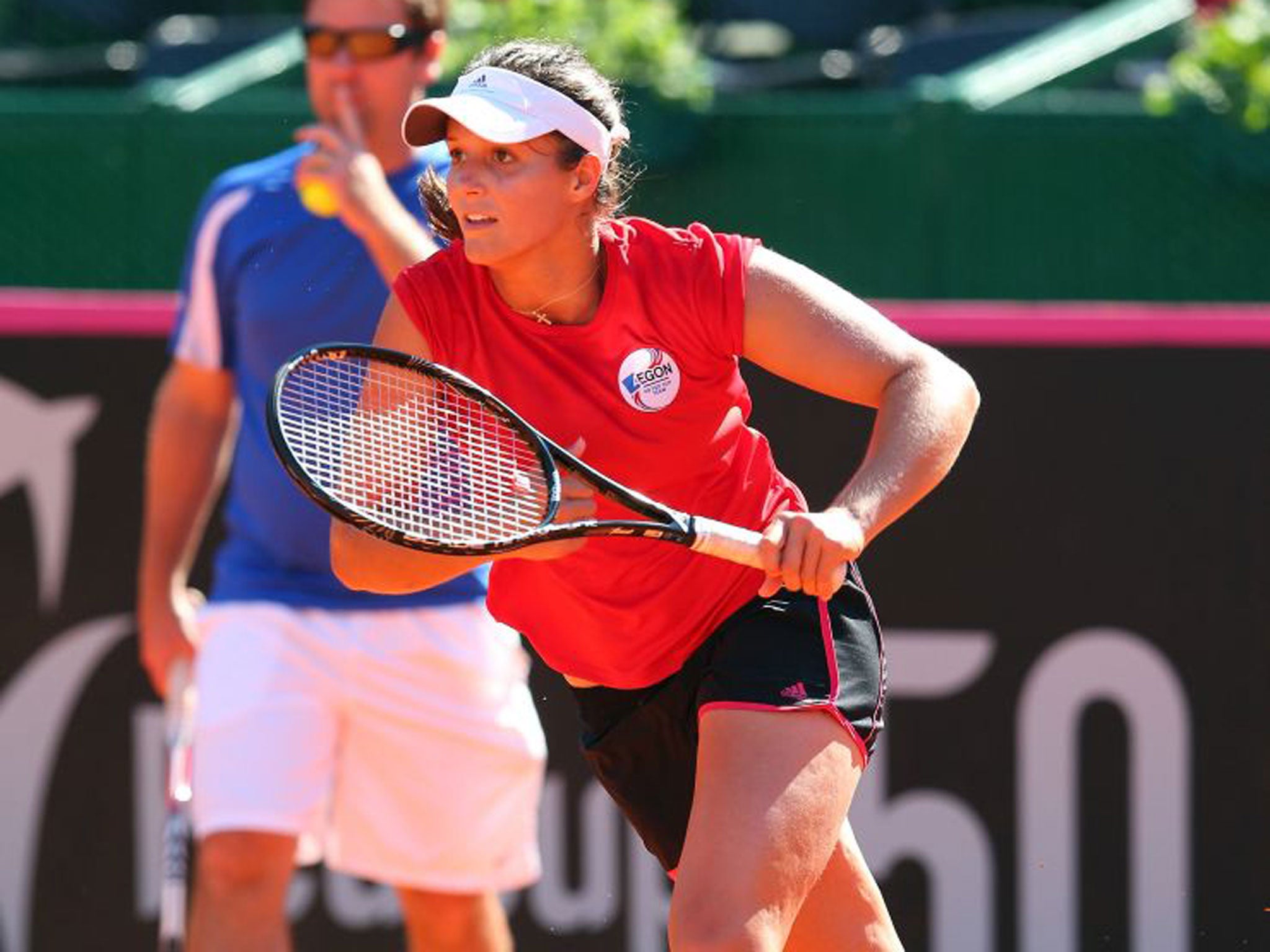 Laura Robson practising in Buenos Aires for the Fed Cup tie