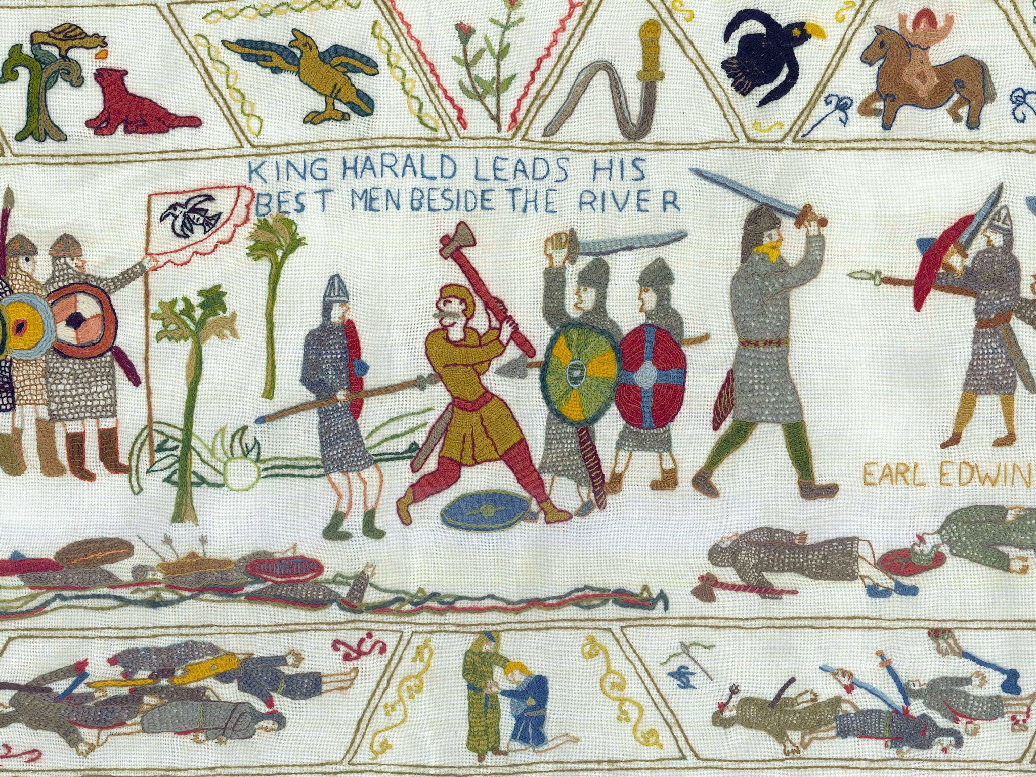 Then... Panel from the modern Battle of Fulford tapestry produced by campaigners