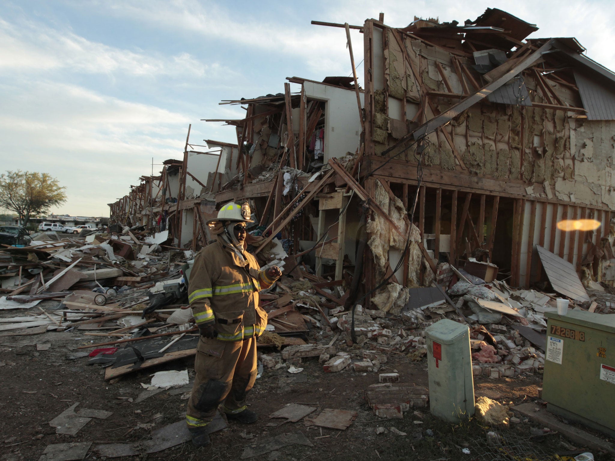 Aftermath: Nearby houses were wrecked by the explosion at the plant