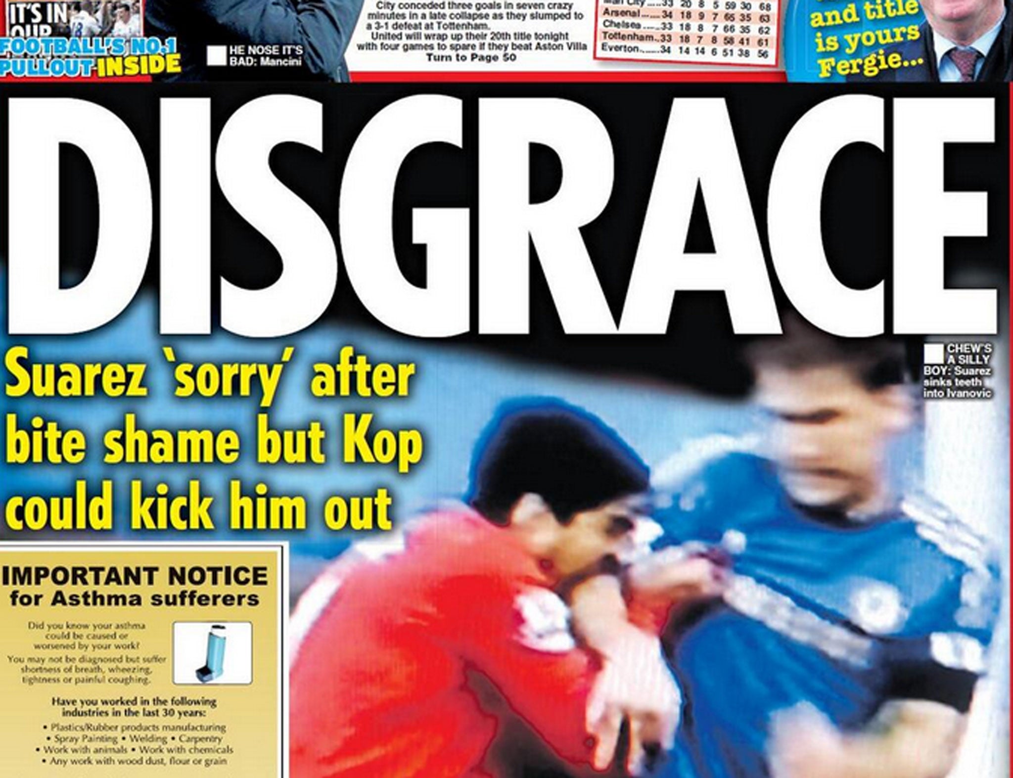 Disgrace: today's Daily Star front page