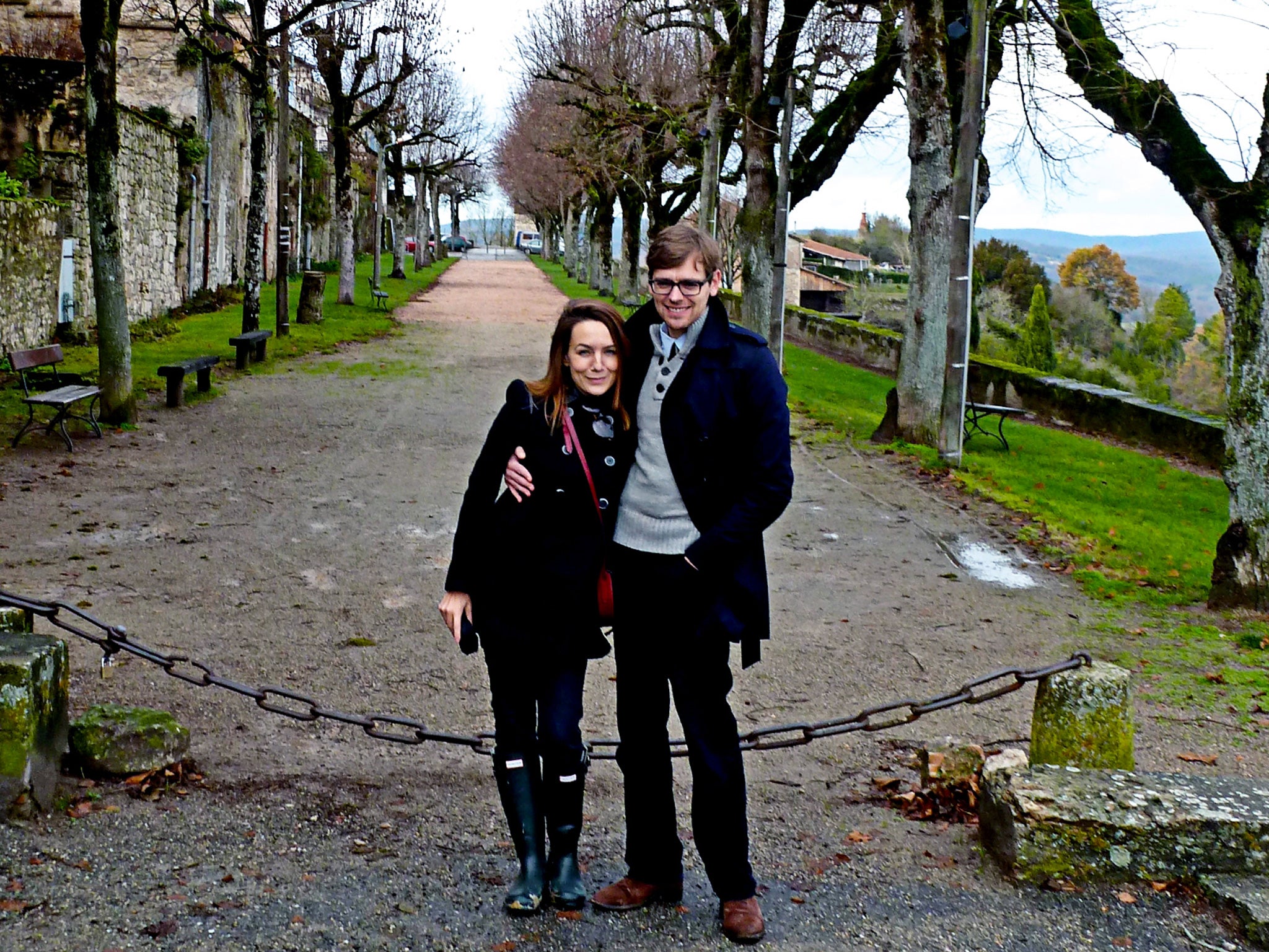 Splendid isolation: Ed Hawkins and his girlfriend have swapped their hectic city life in London for country walks and fireside chats in a gite near Toulouse