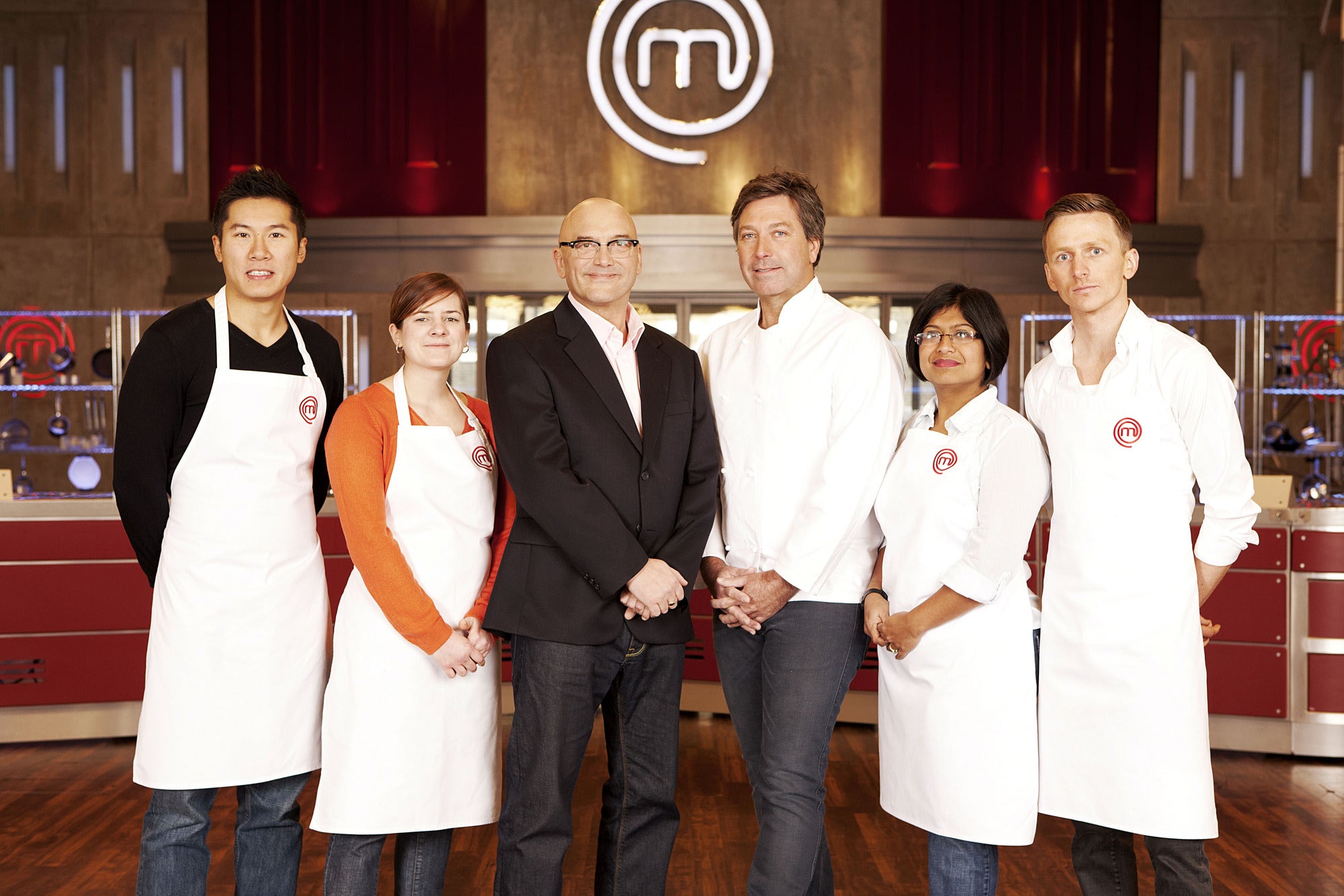 The Final Four with the judges Larken Cen, Natalie Coleman, Gregg Wallace, John Torode, Saira Hamilton, Dale Williams