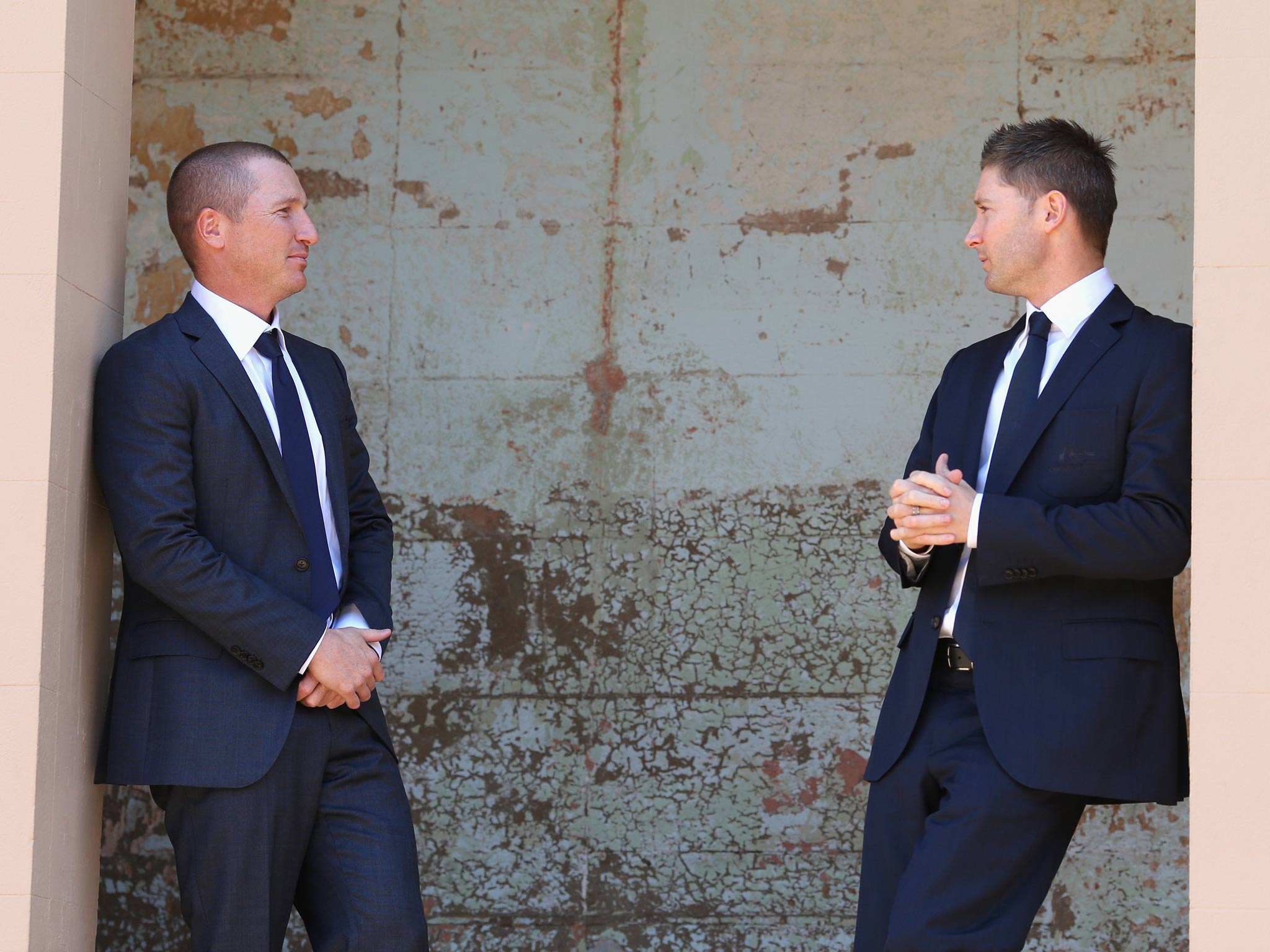 Brad Haddin of Australia and Australian captain Michael Clarke