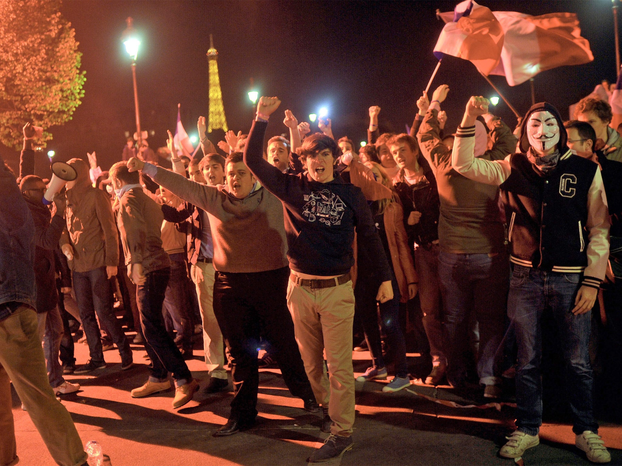 Anti-gay marriage protesters in Paris on Tuesday night