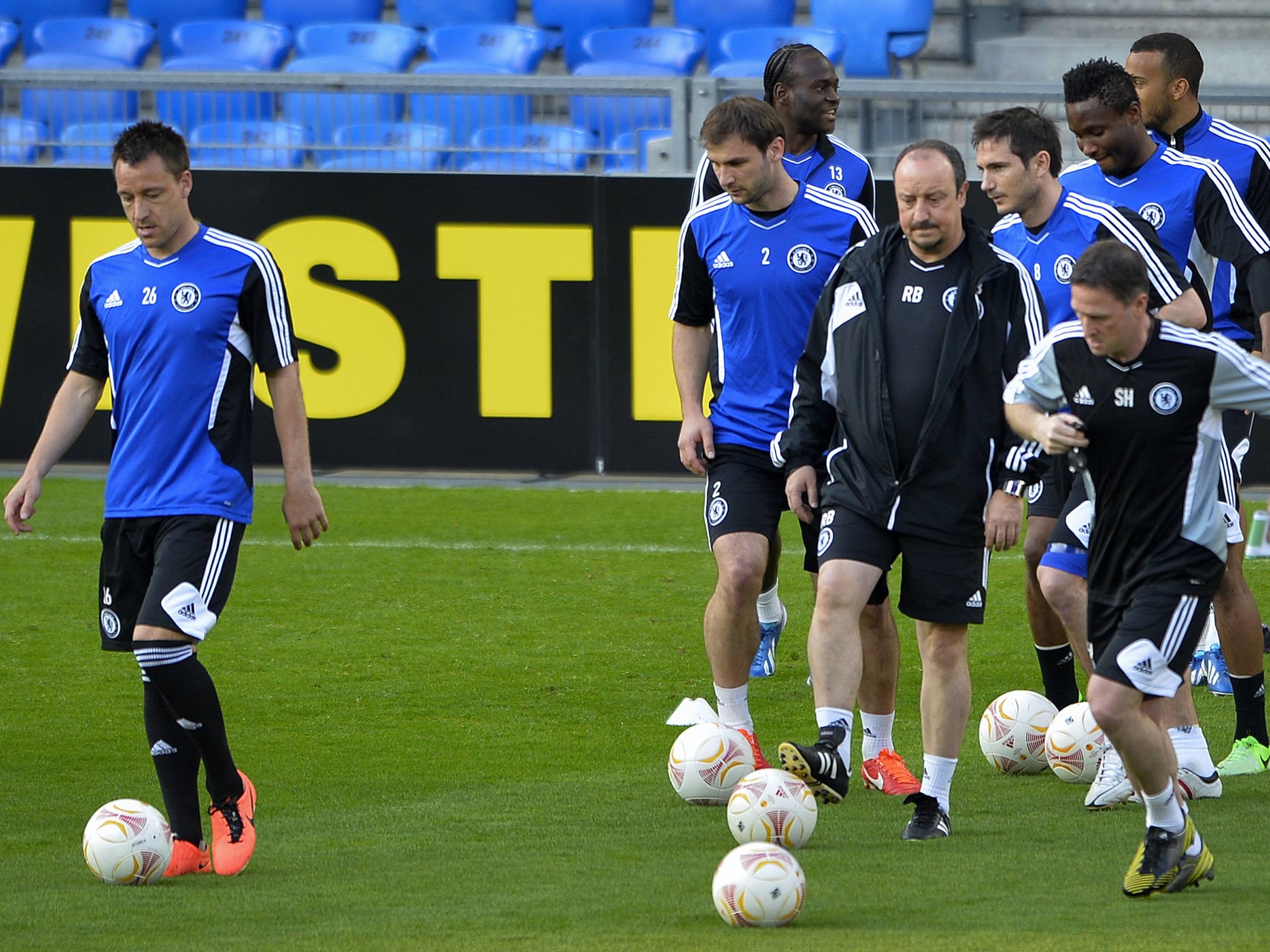 The Chelsea squad train in Switzerland ahead of their semi-final