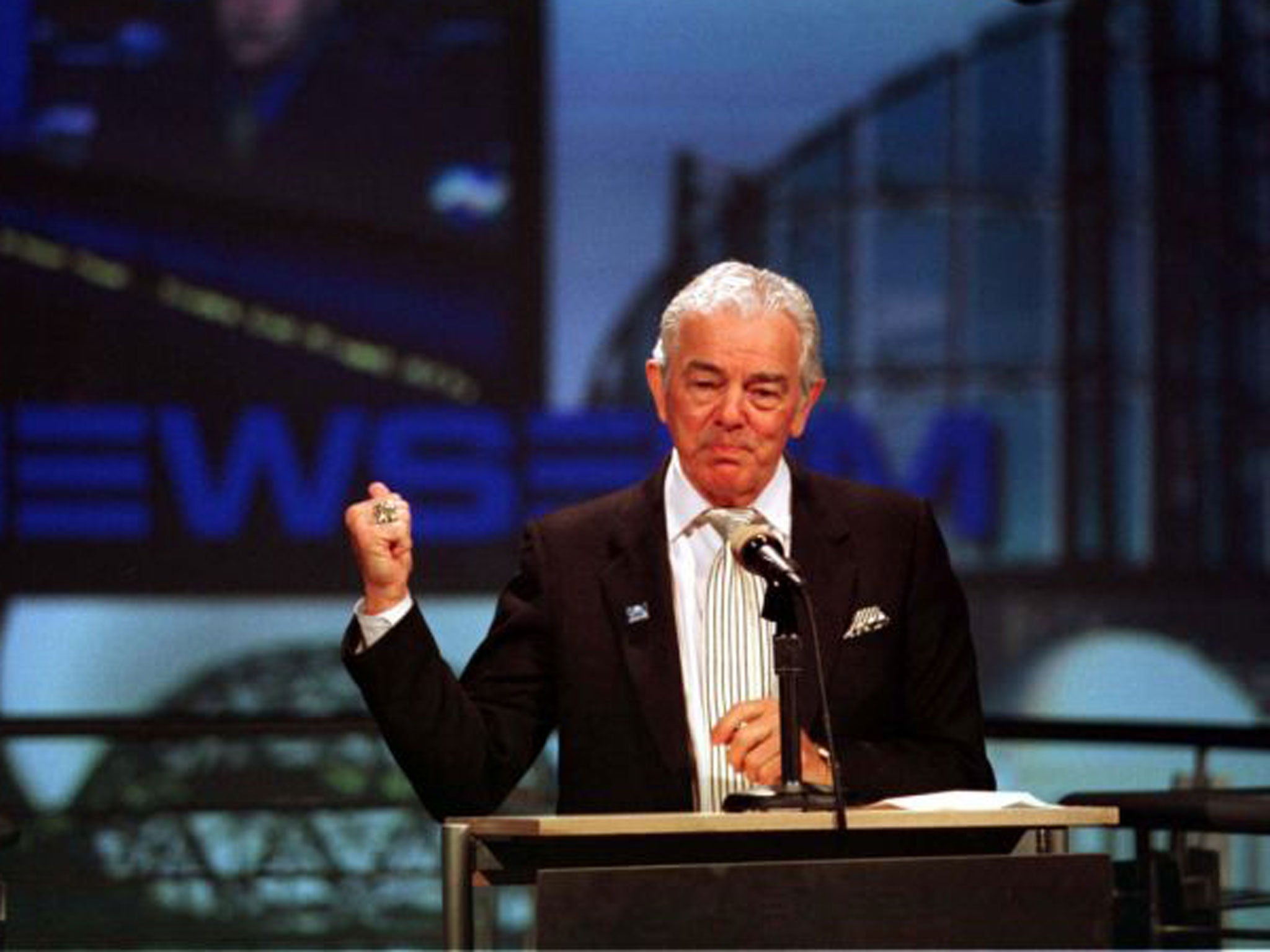 Neuharth in 1997 at the opening of his Newseum in Arlington