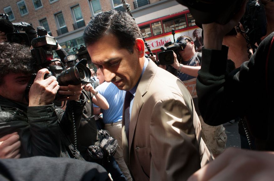 Mahmood al-Zarooni arrives at the British Horseracing Authority offices in London for yesterday’s hearing