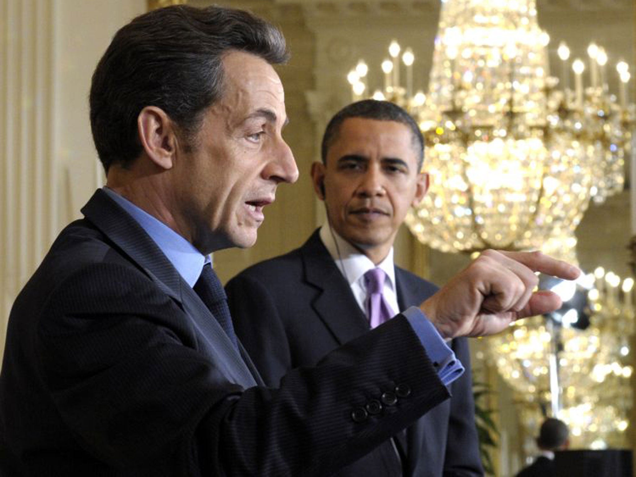 Among the goodies presented to the Obamas by the Sarkozys were a large black Hermes golf accessory bag worth, two crystal table lamps on silver pedestals and two crystal statuettes depicting golfers