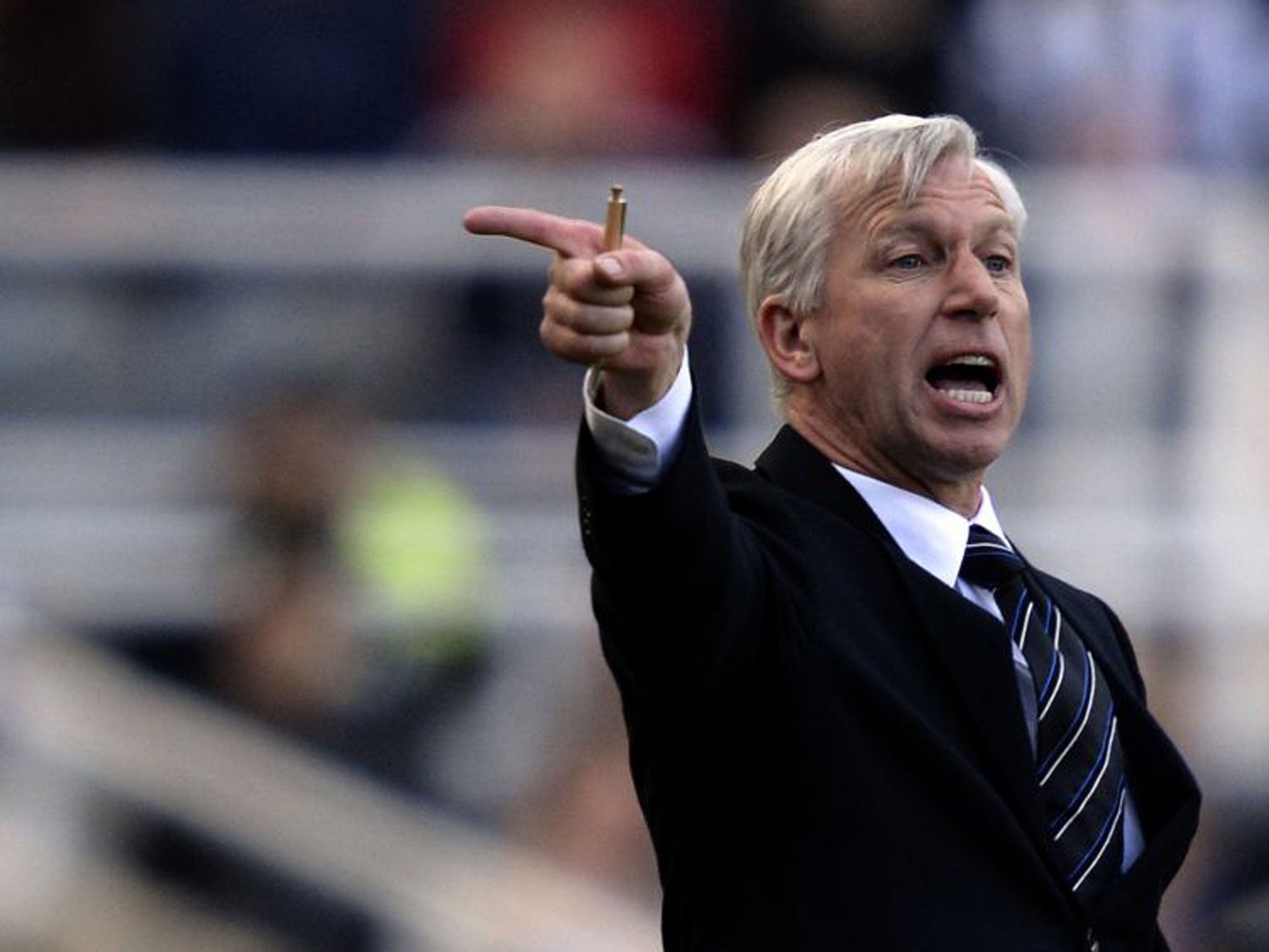 Alan Pardew points the way but Newcastle United side are heading down