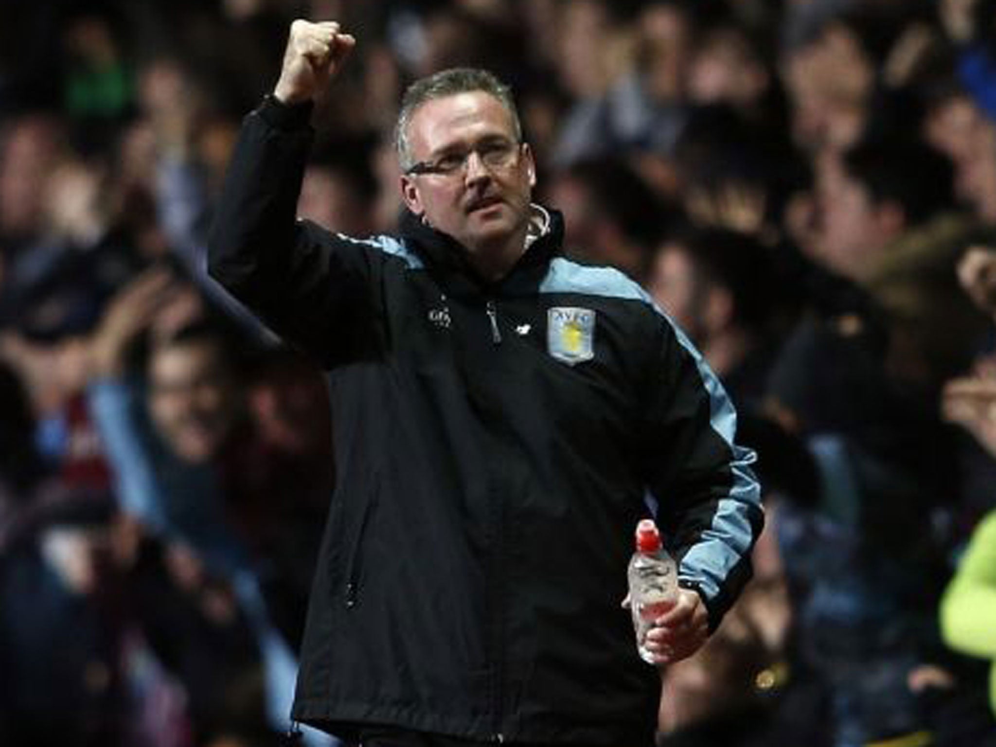 Aston Villa's manager Paul Lambert reacts during their English Premier League soccer match against Sunderland at Villa Park in Birmingham