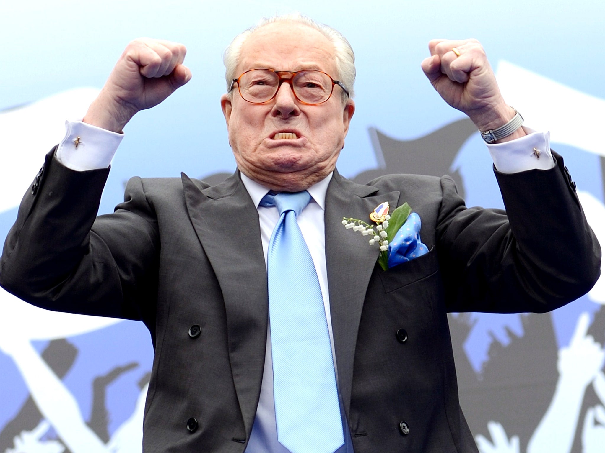 NF founder Jean-Marie Le Pen leads a Paris May Day rally