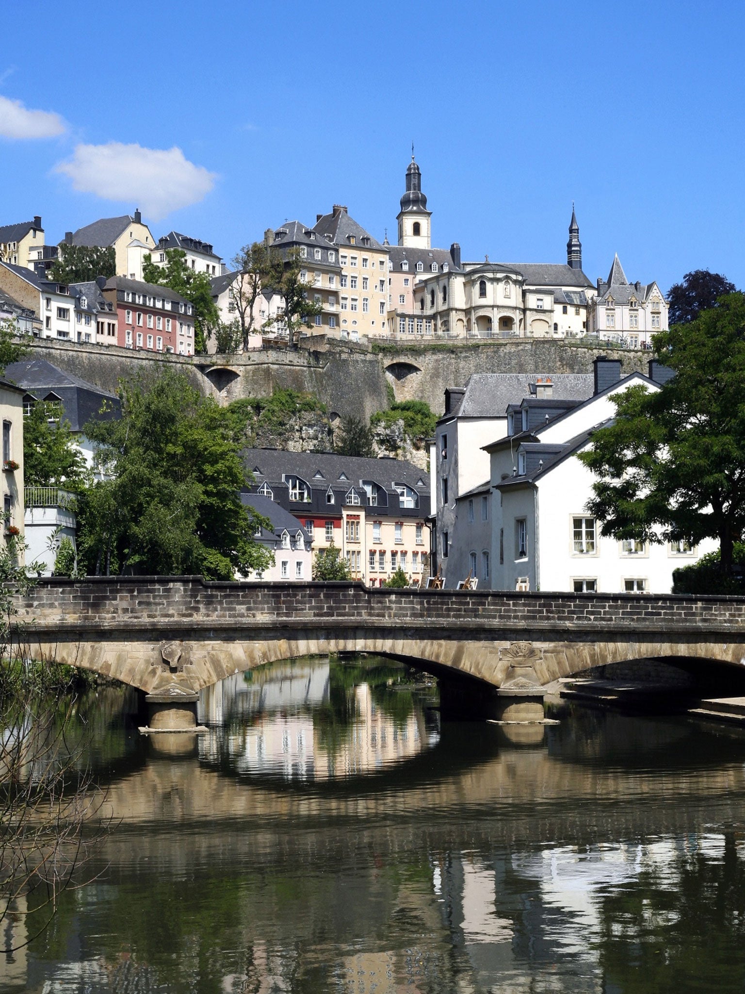 River life: the attractive houses of Grund tower over the river Alzette